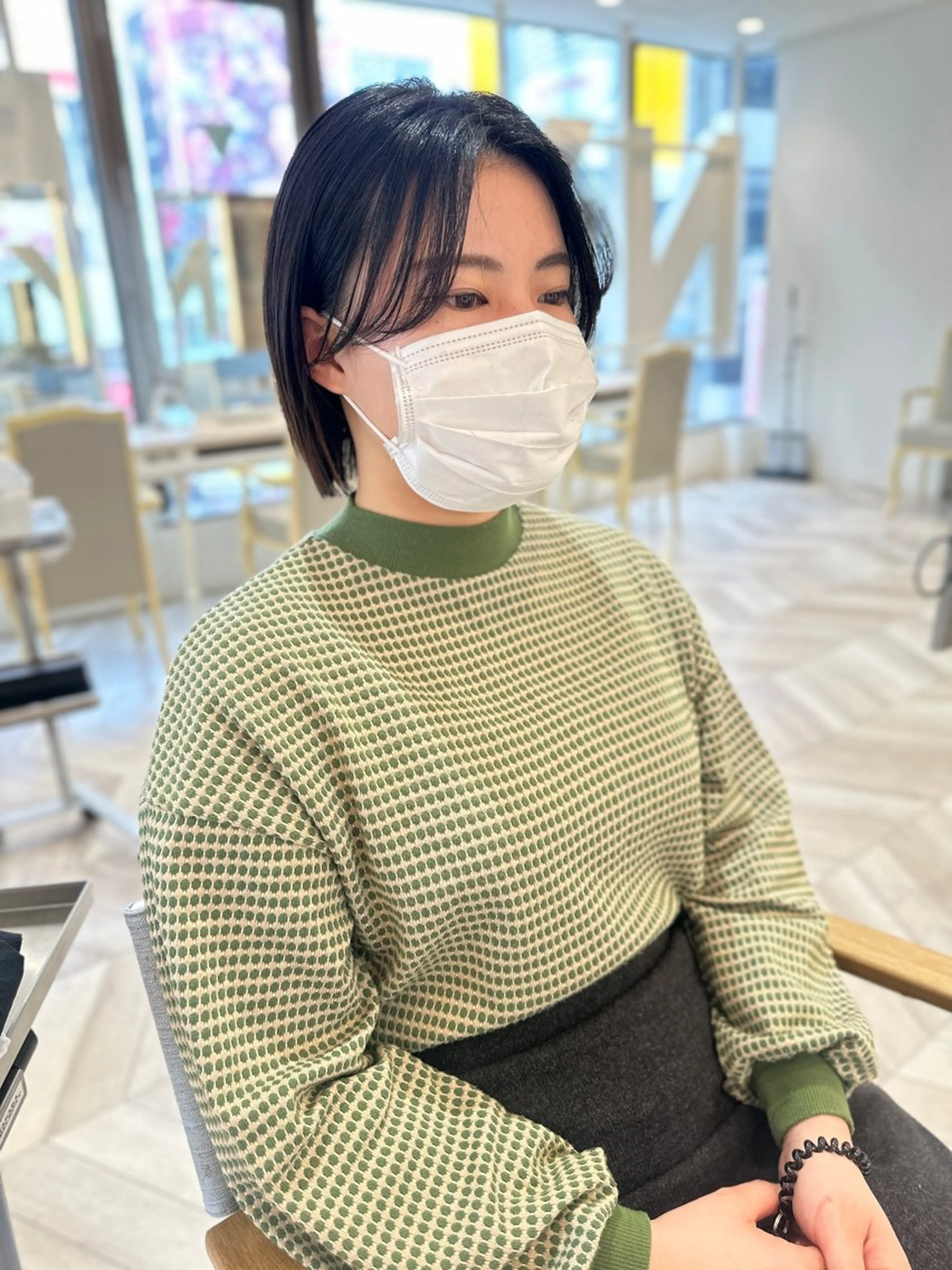 ショート カット トリートメント 小顔レイヤー/ ベージュ🤍Rieのヘアスタイル