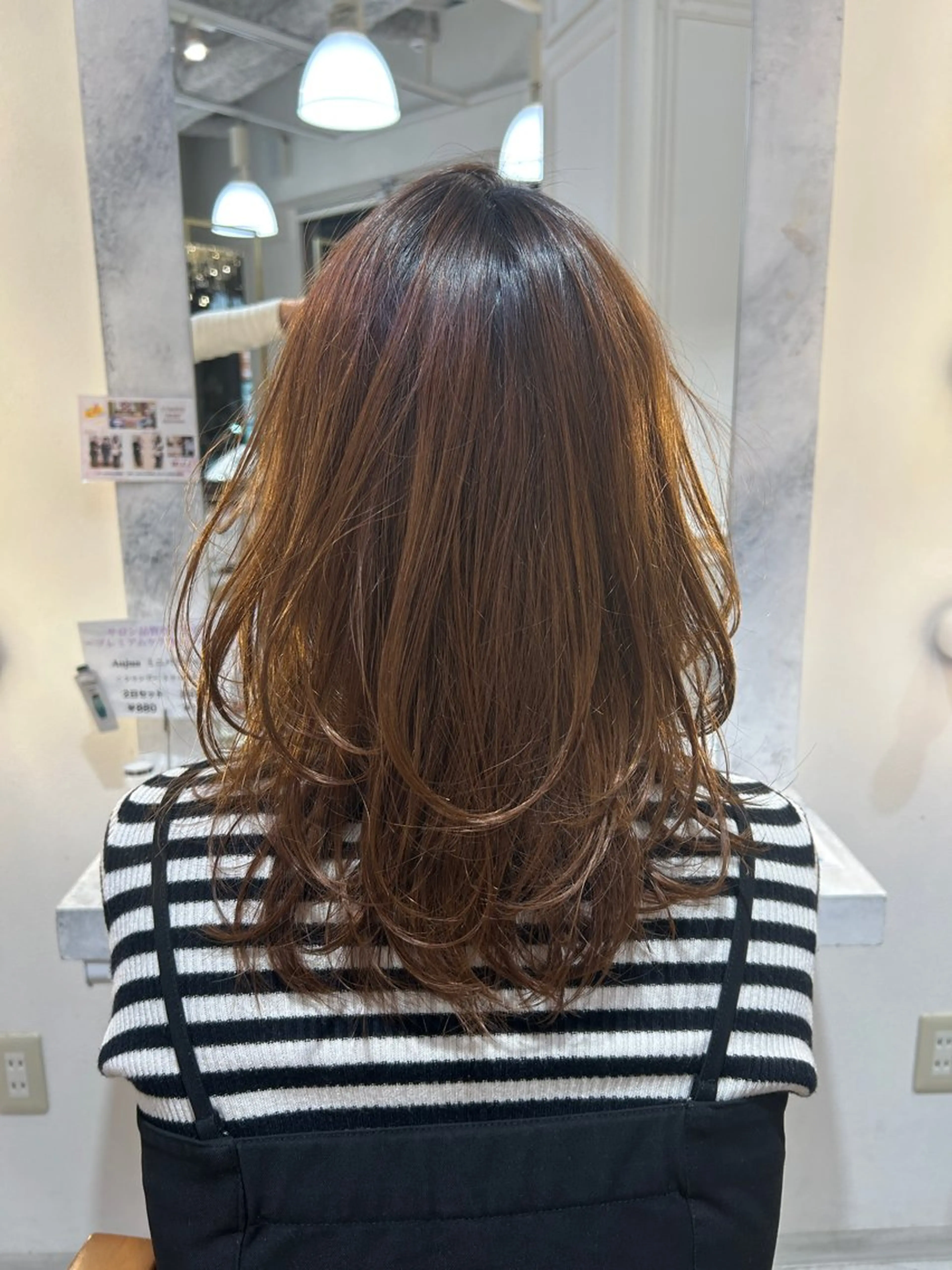 ミディアム カラー ミディアムレイヤー ハッシュカット 韓国風ヘア レイヤーカット 小顔カット カット 野田阪神/レイヤー/ ハイライト/yuuのヘアスタイル