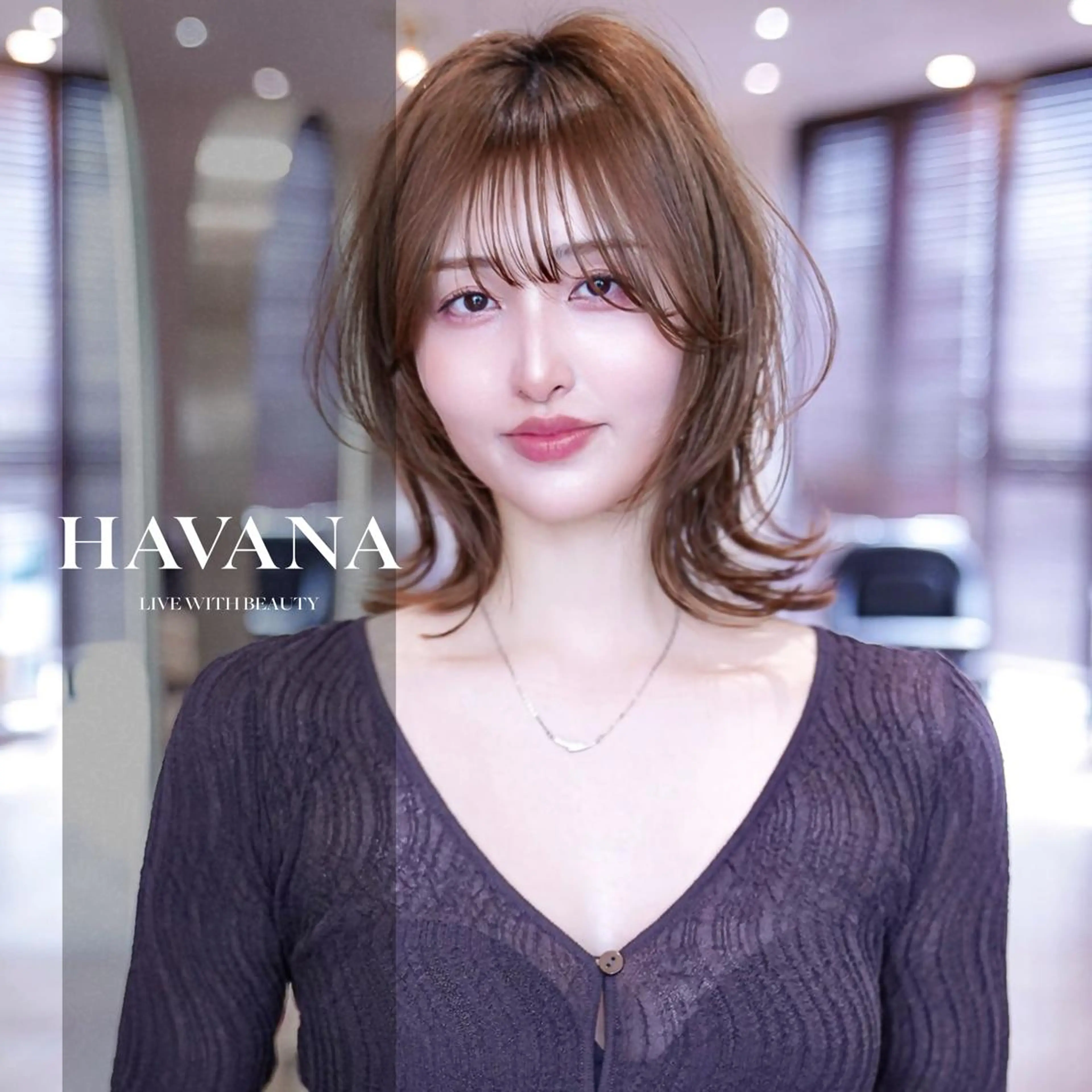 カラー ミディアム カット ヘアカラー トリートメント １HAVANA.渋谷 【レイヤー/韓国】のヘアスタイル