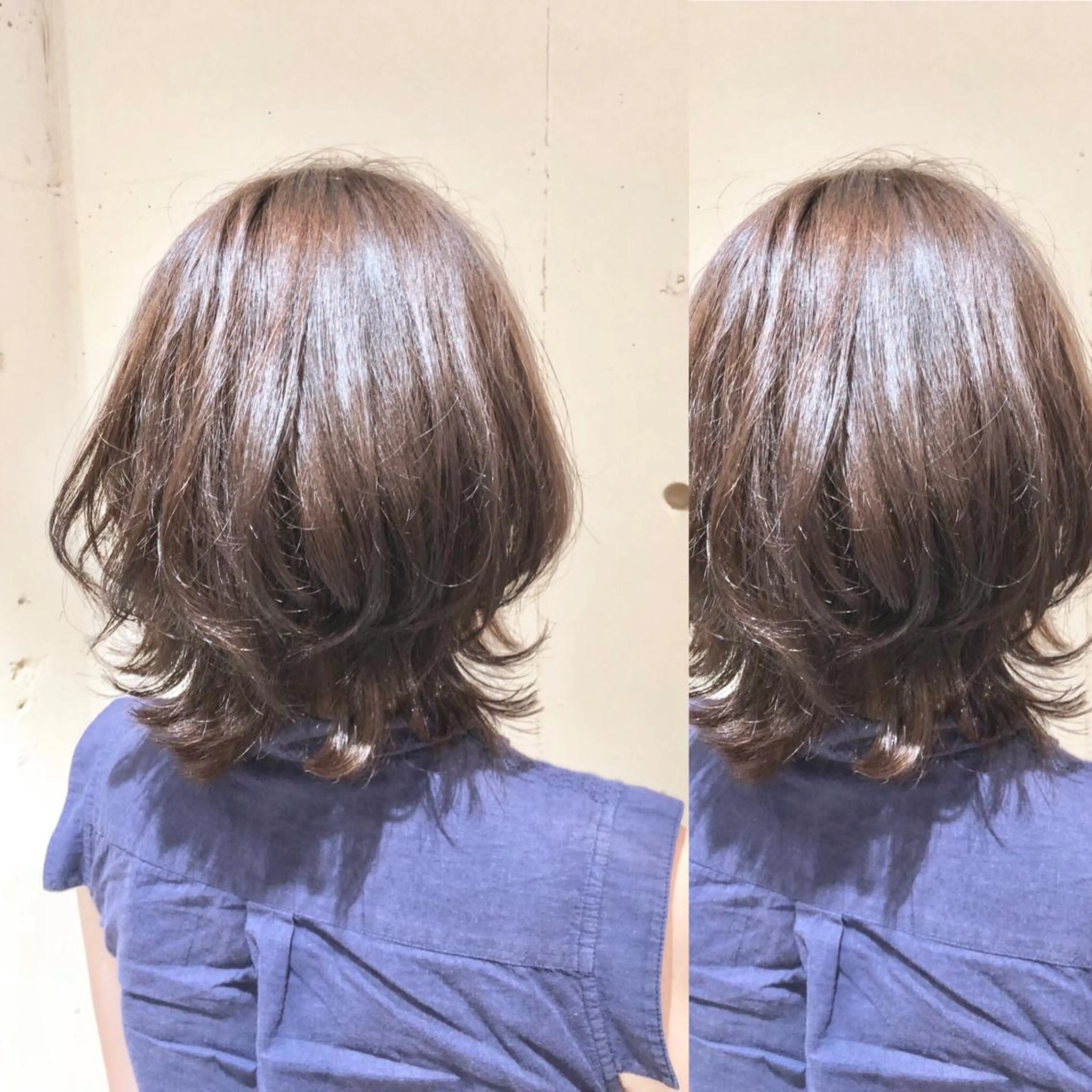 ミディアム カラー パーマ ヘアアレンジ ミディアムパーマ バレイヤージュ 黒髪 グラデーションカラー グレージュ 【ツヤ髪美容師】 ツダケイスケのヘアスタイル