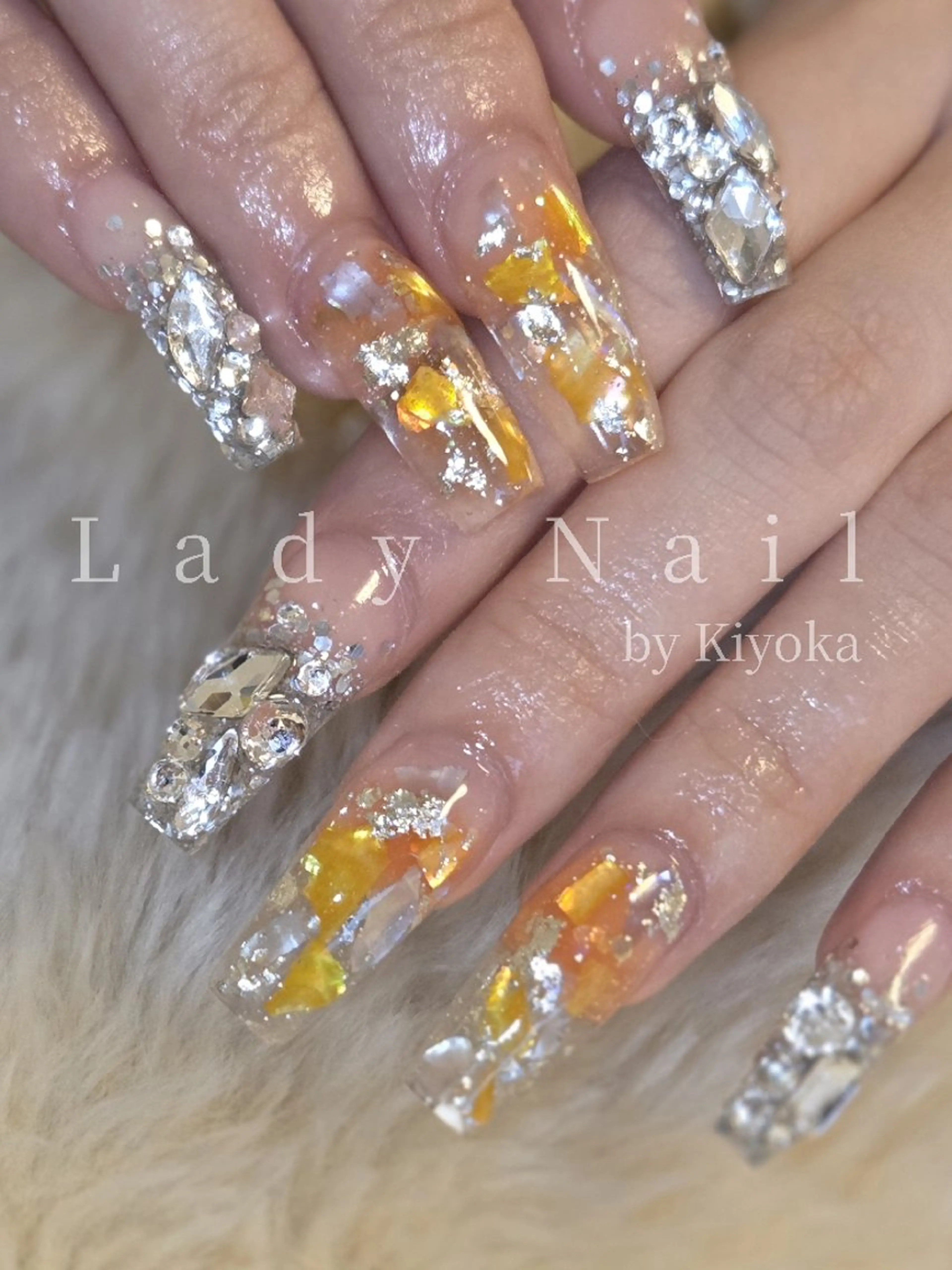 ネイル ストーンネイル ハンドネイル Lady Nail Kiyokaのネイルデザイン