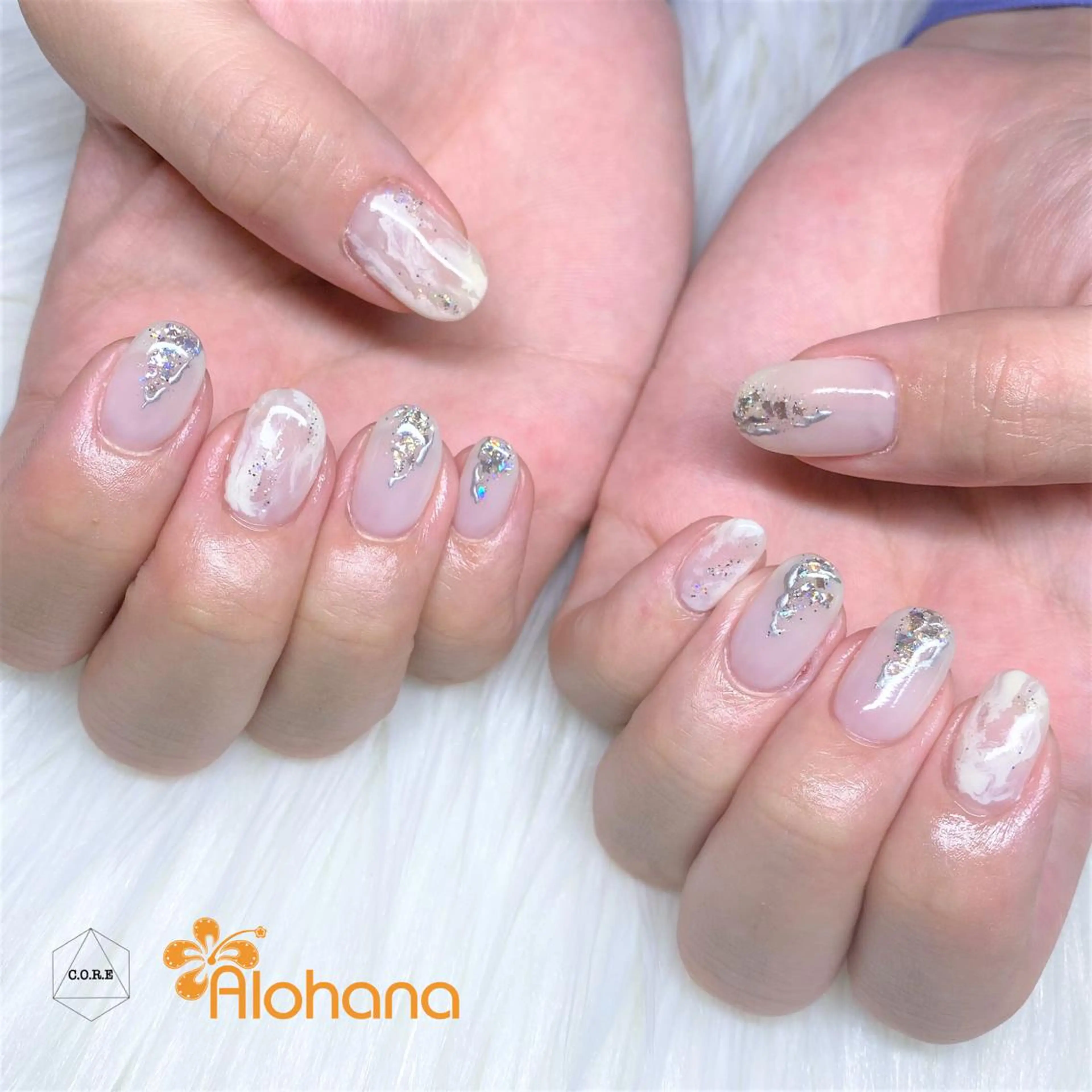 ネイル シルバー ハンドネイル Alohana Minaのネイルデザイン