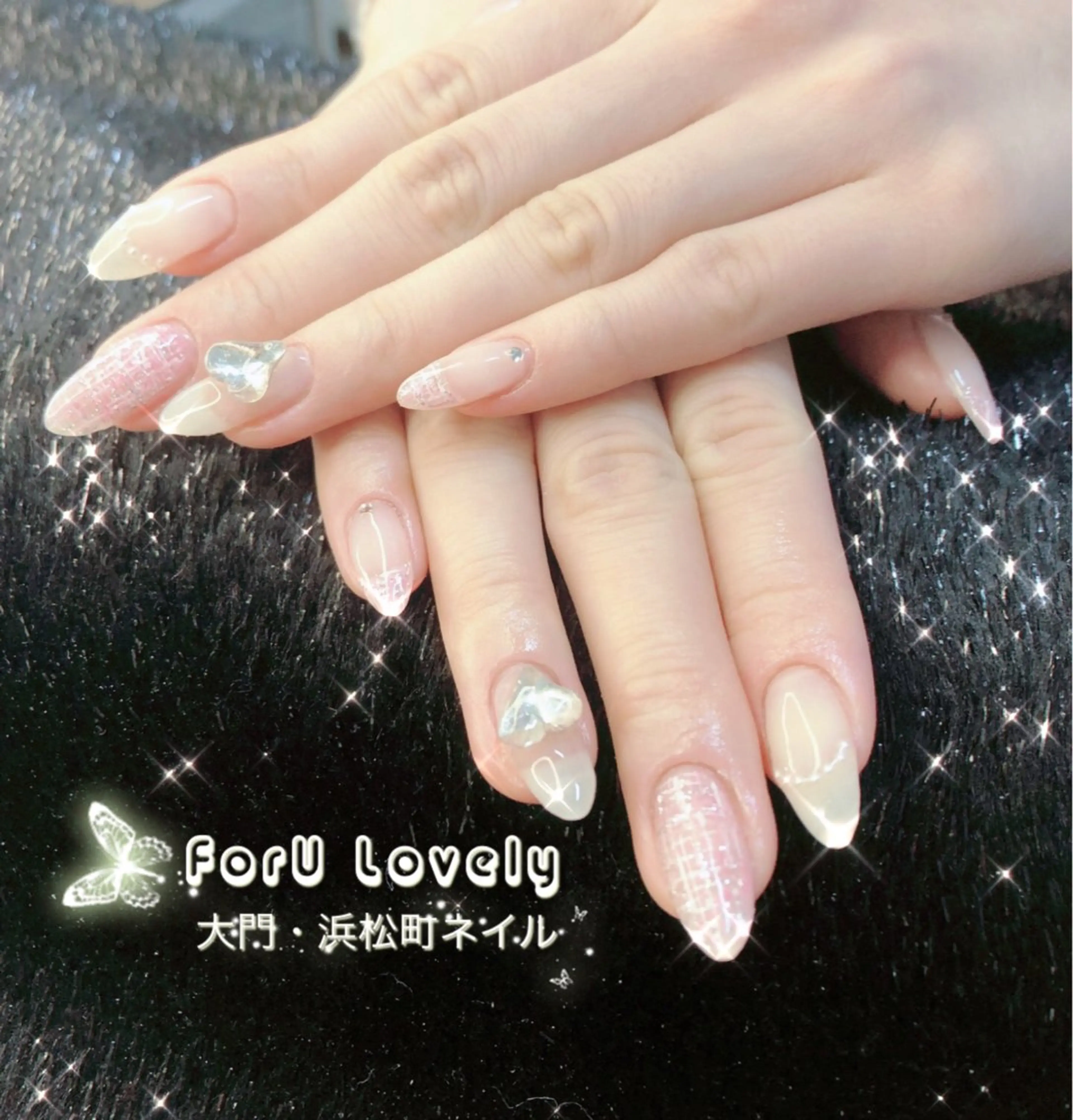ネイル 桜ネイル フットネイル フレンチネイル ジェルネイル ラメ(グリッター) 大門浜松町 ネイルのネイルデザイン
