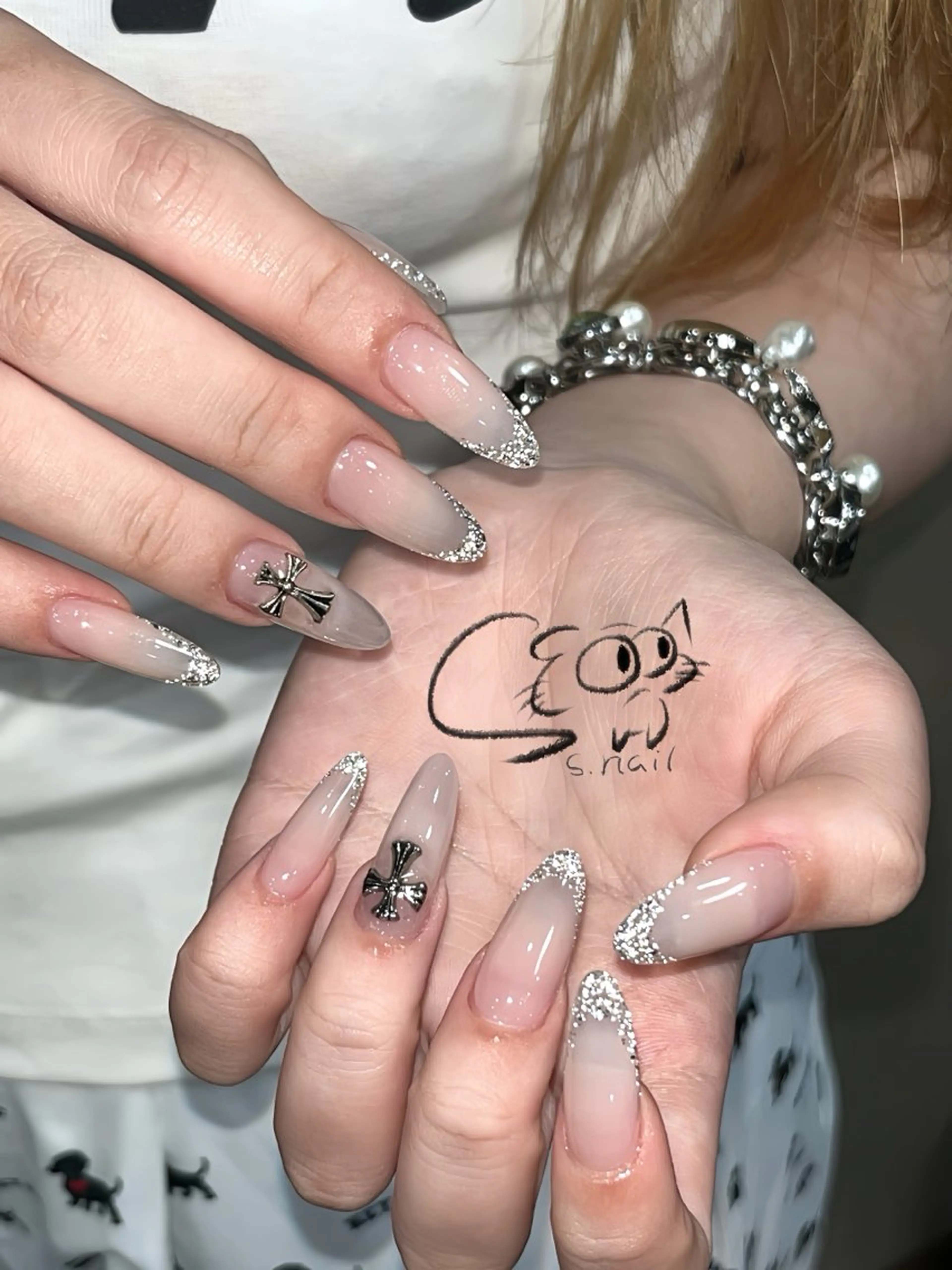 ネイル フレンチネイル ジェルネイル キラキラネイル ラメ(グリッター) マグネットネイル S.nail _のネイルデザイン