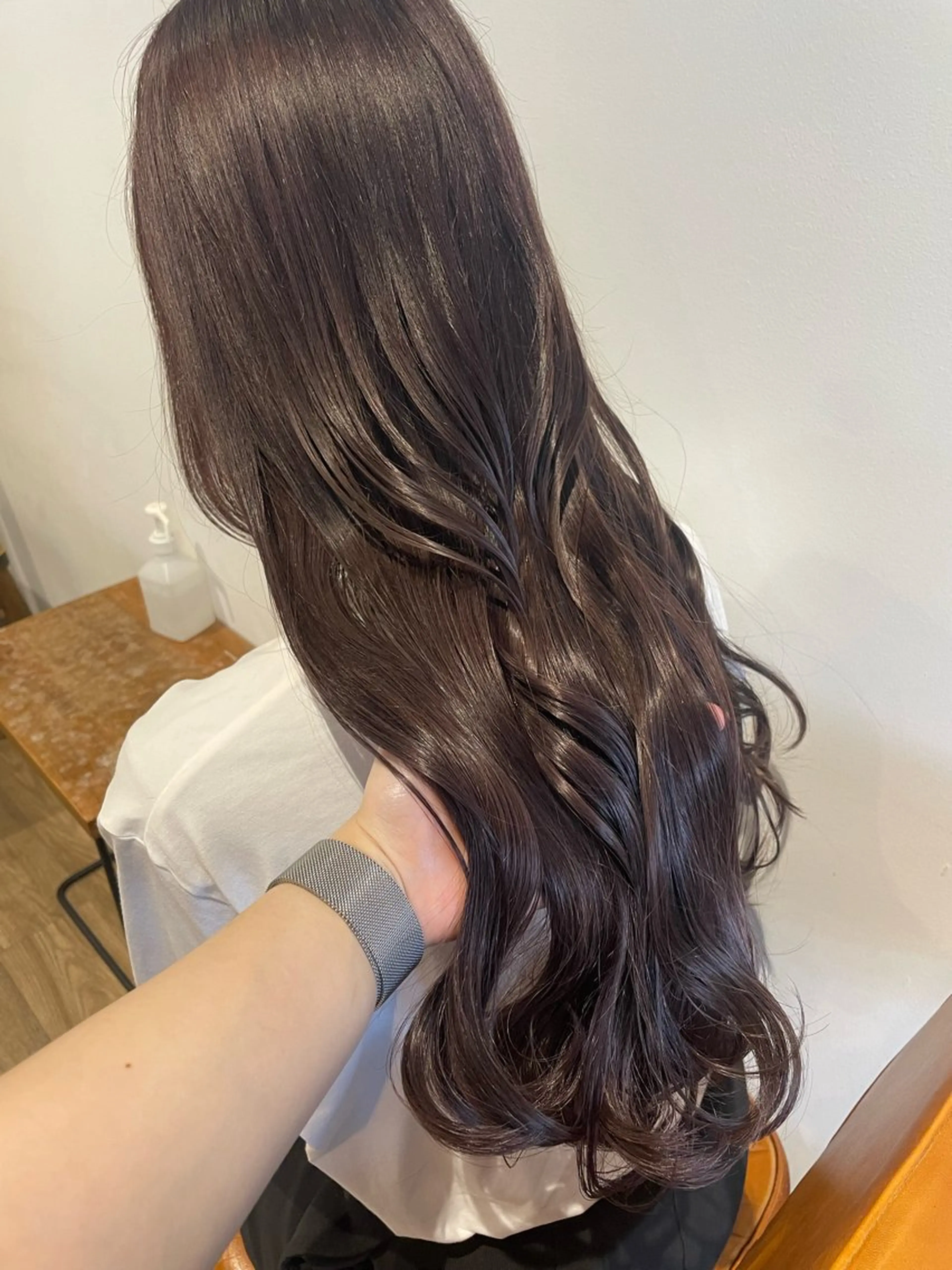 ロング カラー ヘアアレンジ グレージュ ラベンダーカラー ラベンダーグレージュ ラベンダーグレー ヘアカラー トリートメント coco♡ 韓国hairのヘアスタイル