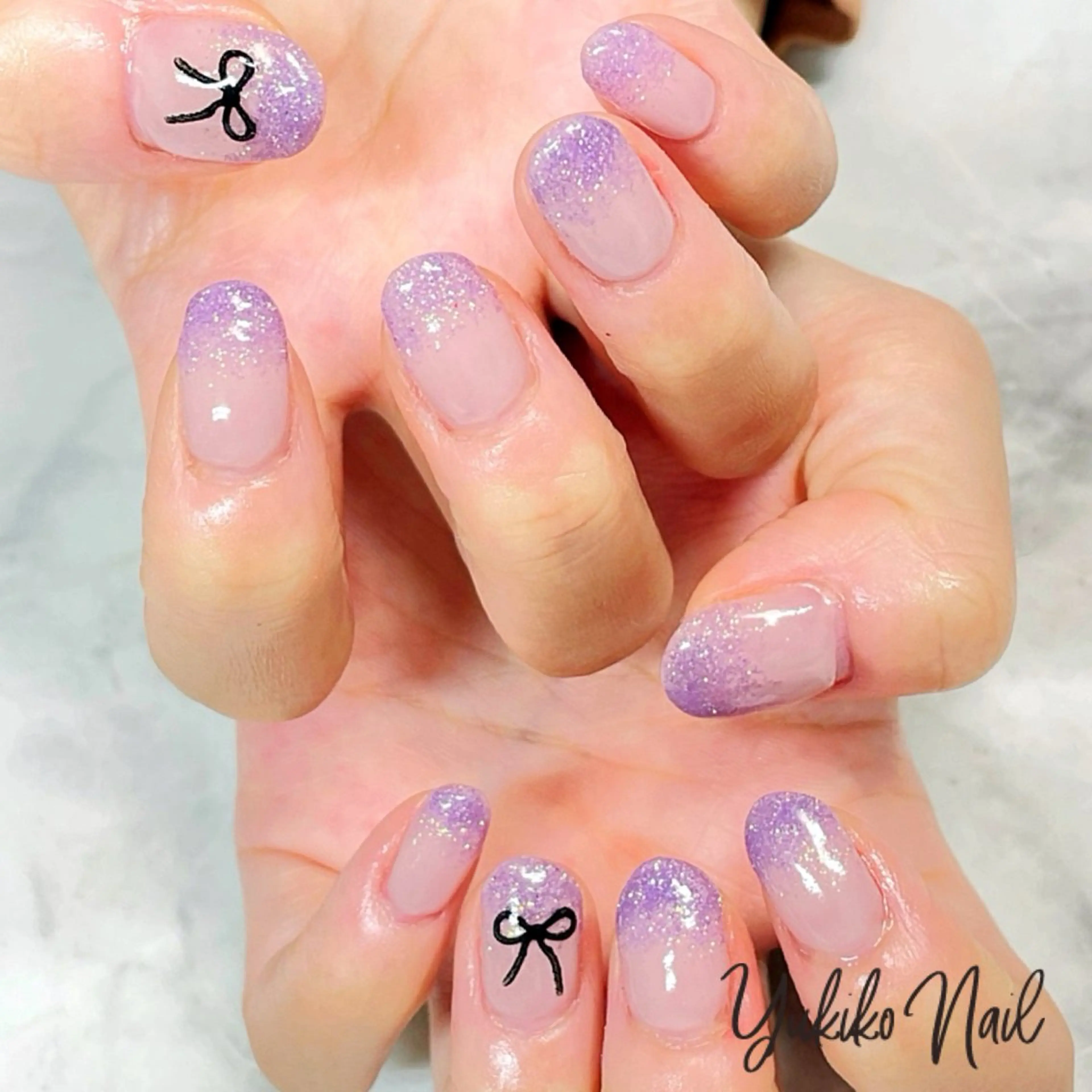ネイル グラデーション キラキラネイル ラメ(グリッター) ラメグラデーション ピンク ハンドネイル ユキコ ネイルのネイルデザイン