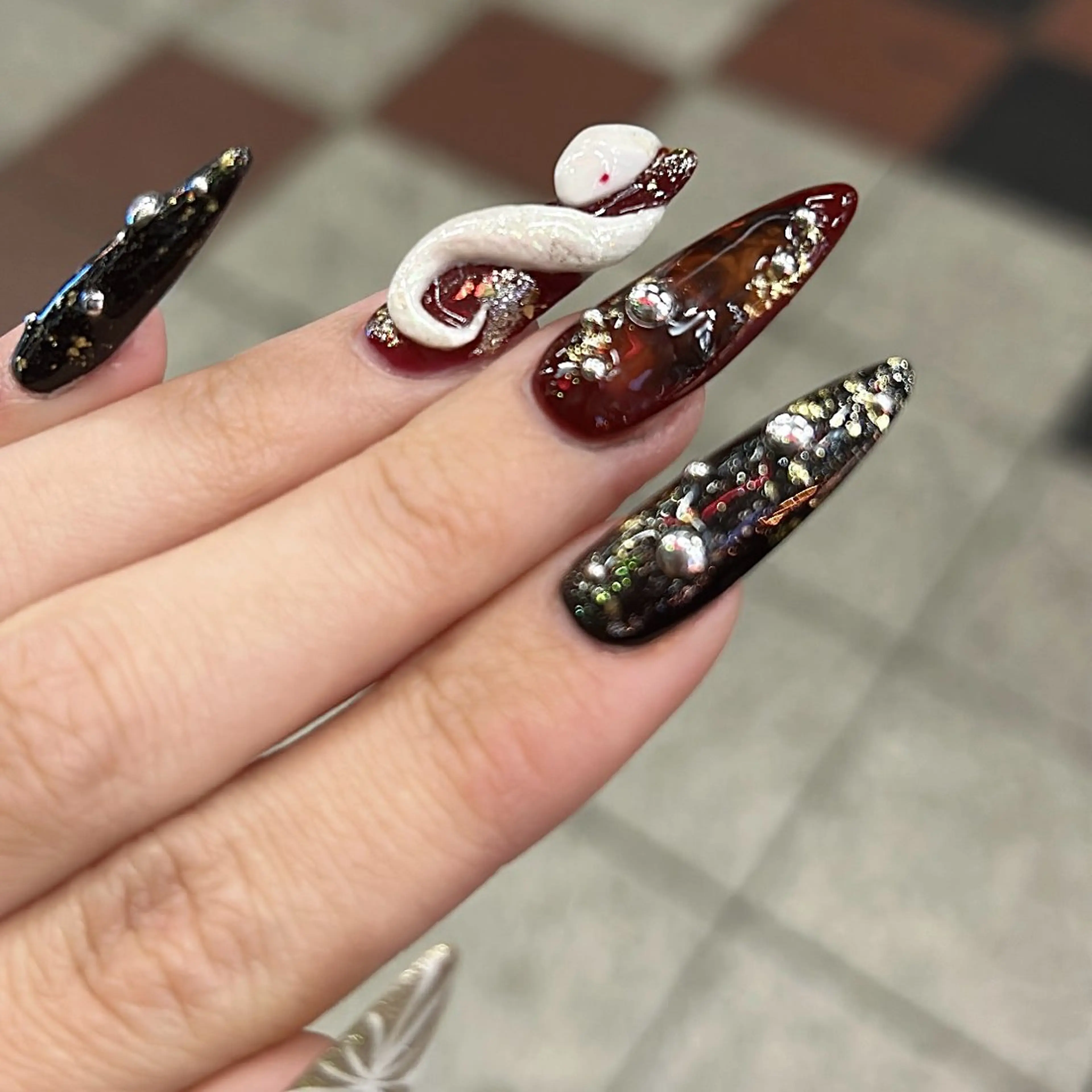 ネイル アートネイル 韓国ネイル 極楽 鳥花のネイルデザイン