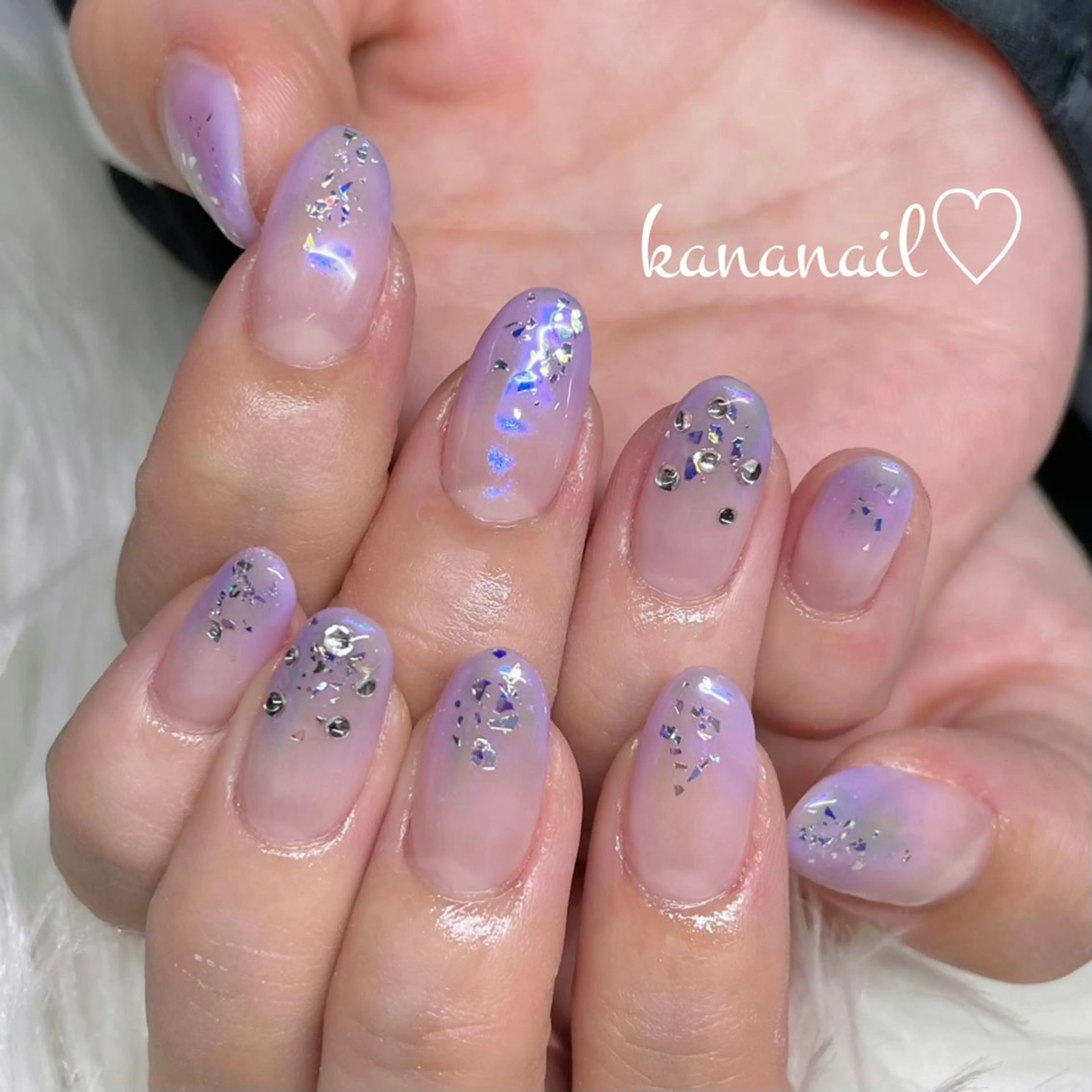 ネイル オーロラネイル グラデーション ホログラムネイル パープル kananail ♡のネイルデザイン