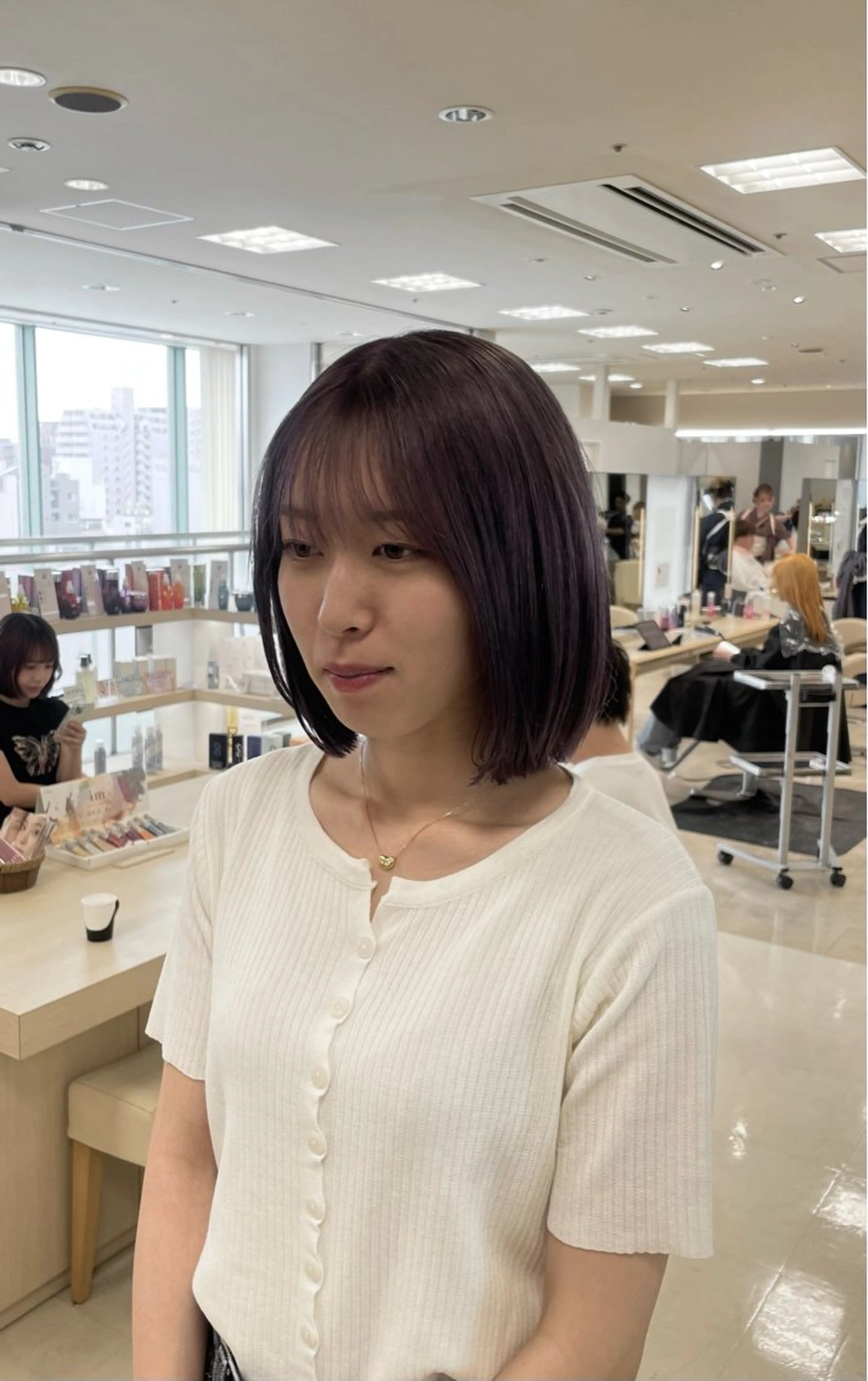 ミディアム カラー シャドウパーマ／骨格 矯正カット　トモキのヘアスタイル