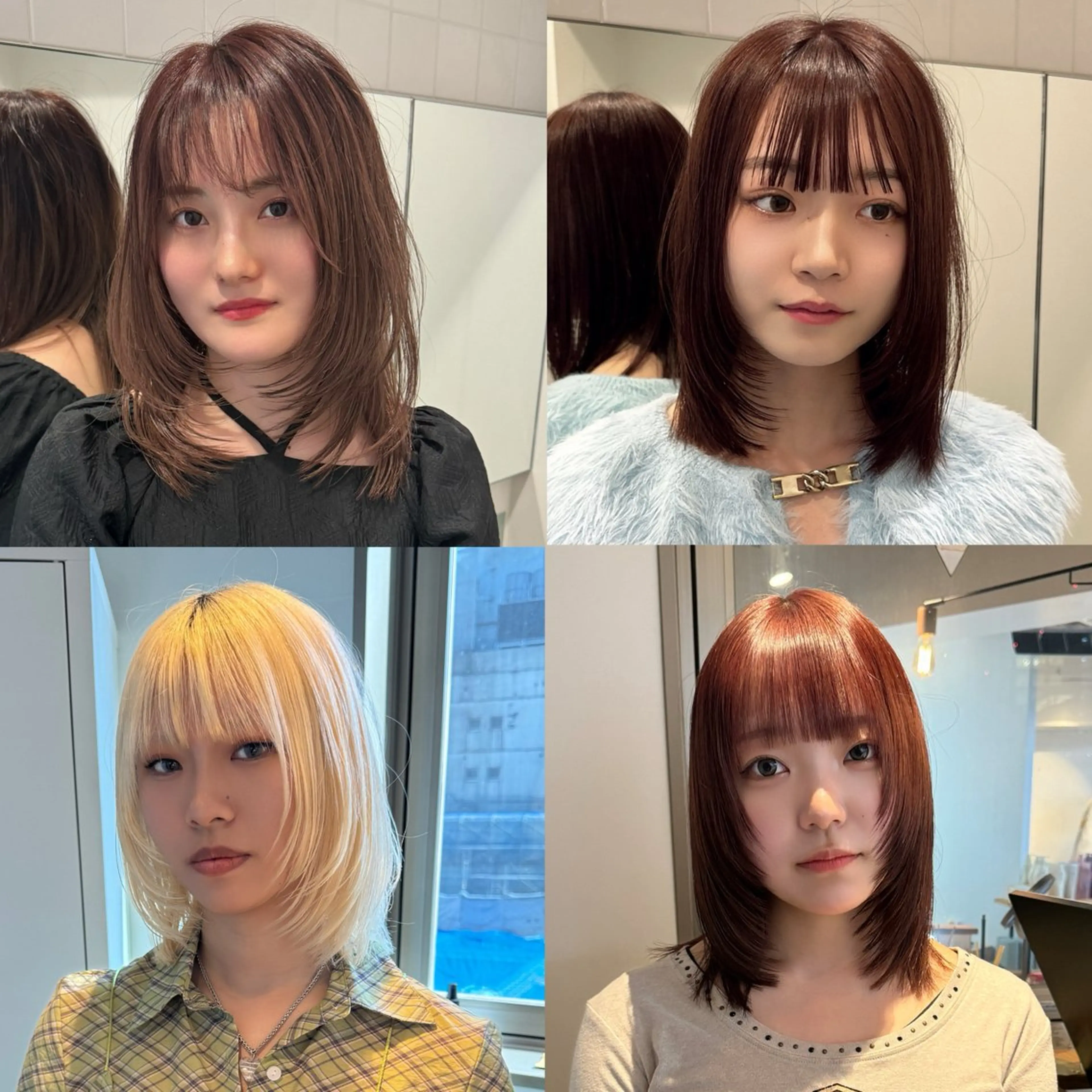 ミディアム カット 切りっぱなしボブ レイヤー/縮毛矯正のヘアスタイル