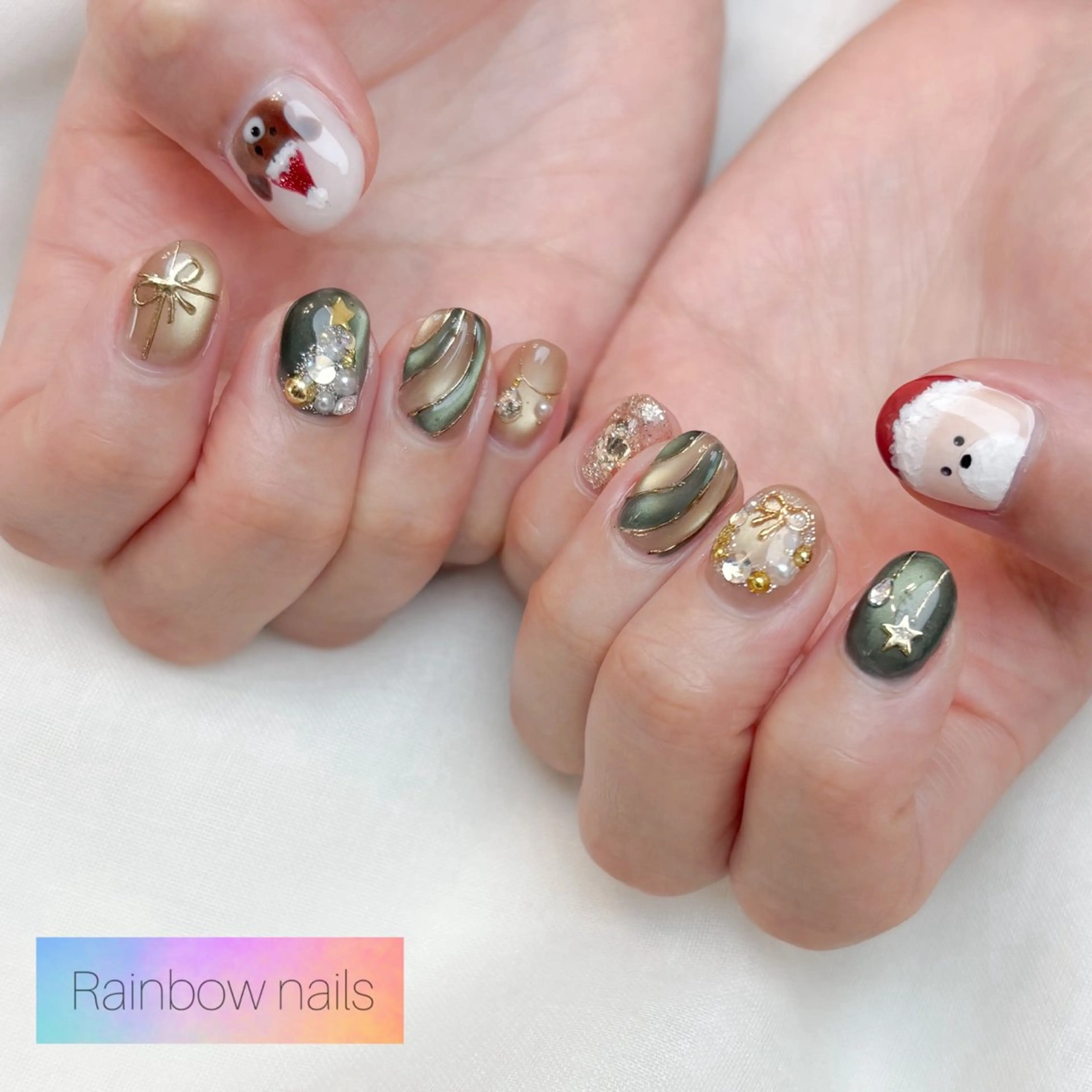 ネイル ハンドネイル Rainbow nailsくろちゃんのネイルデザイン