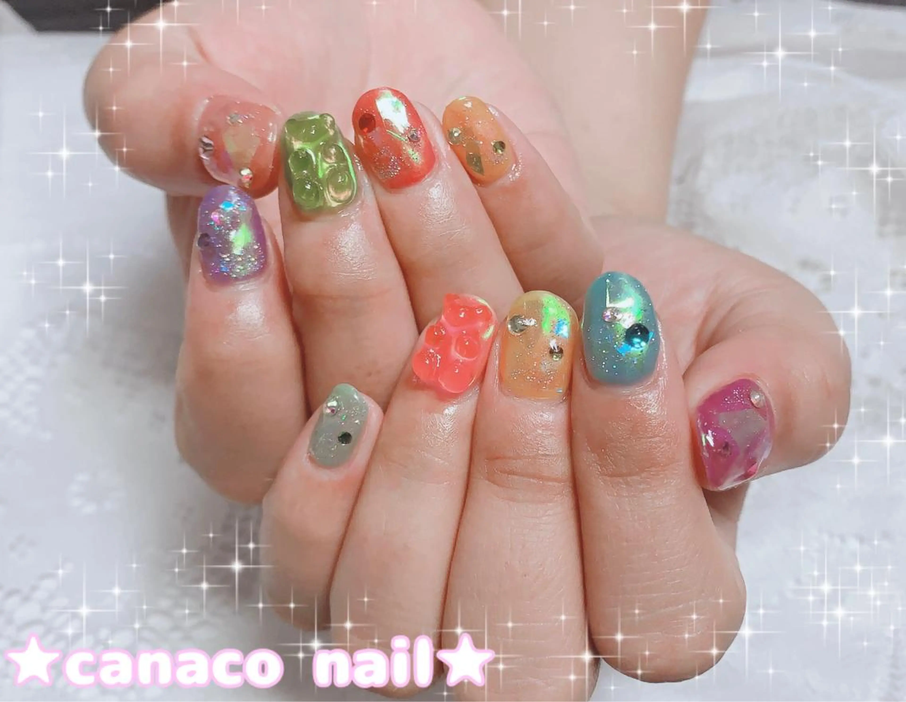 ネイル アートネイル オーロラネイル クリアネイル ジェルネイル キラキラネイル Felice所属・ベテランネイル cnc  nailのネイルデザイン
