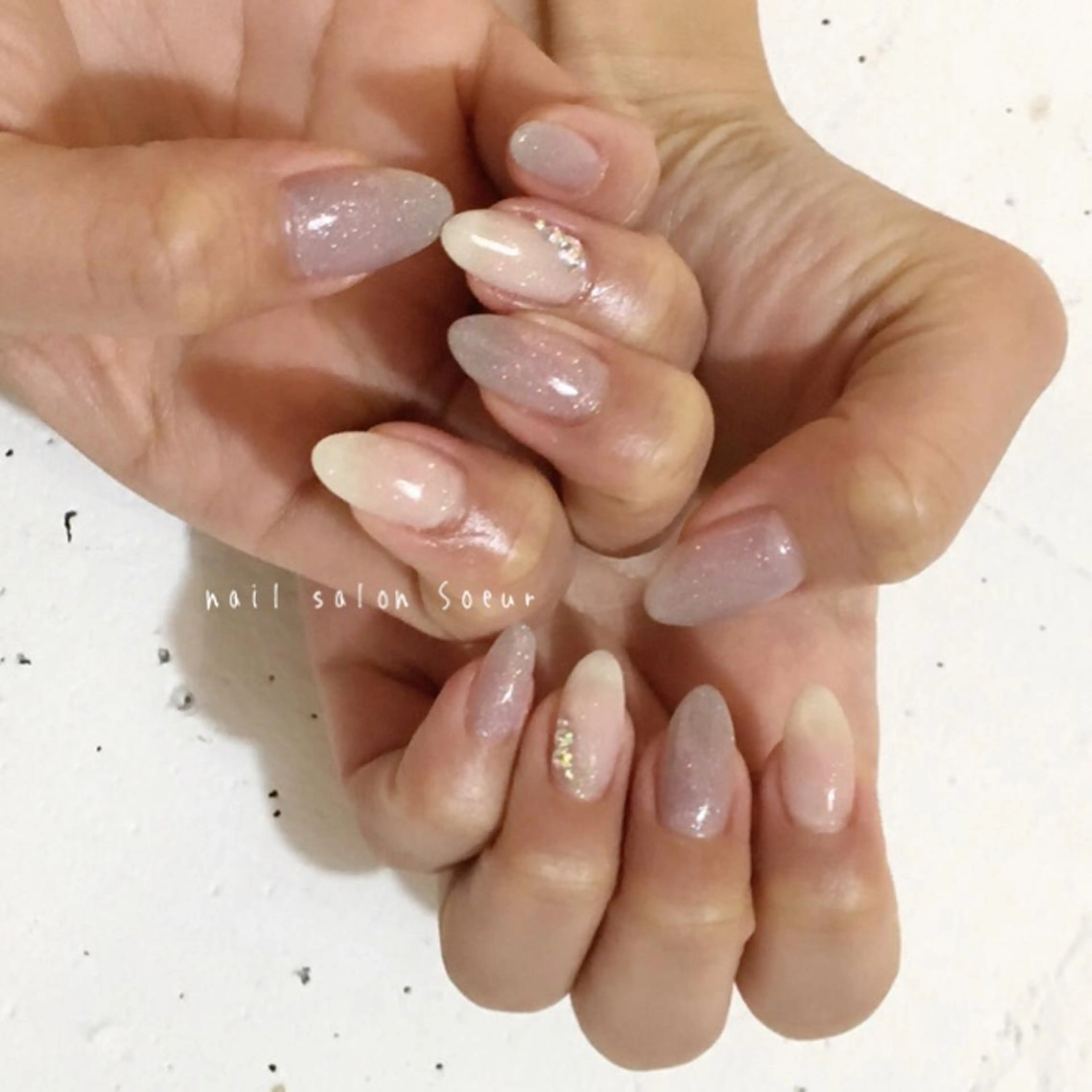 ネイル クリアネイル ジェルネイル ラメ(グリッター) ミラーネイル ワンカラーネイル ハンドネイル nail salon Soeurのネイルデザイン
