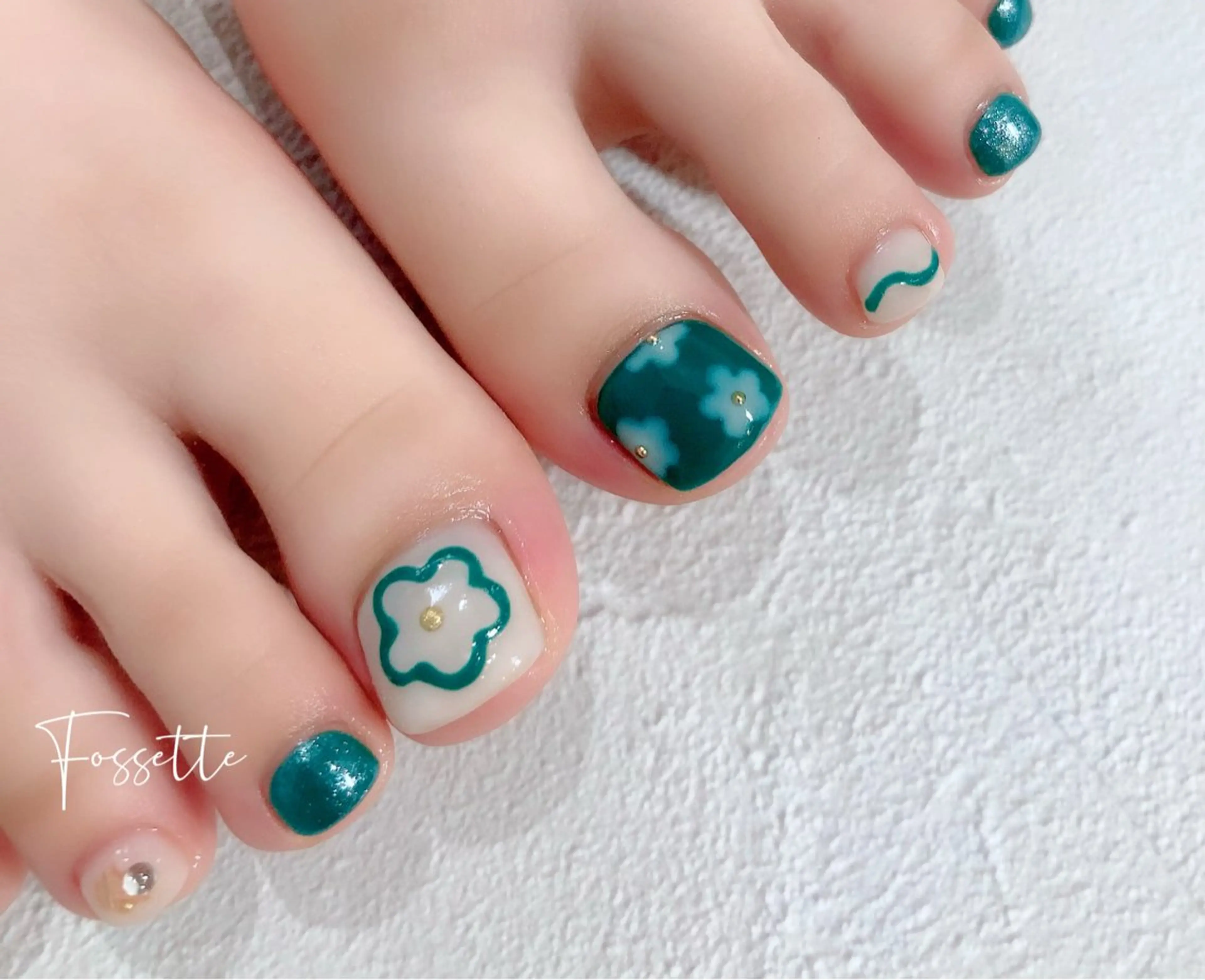 ネイル アートネイル フラワーネイル フットネイル ジェルネイル ぷっくりネイル nailsalon Fossetteのネイルデザイン