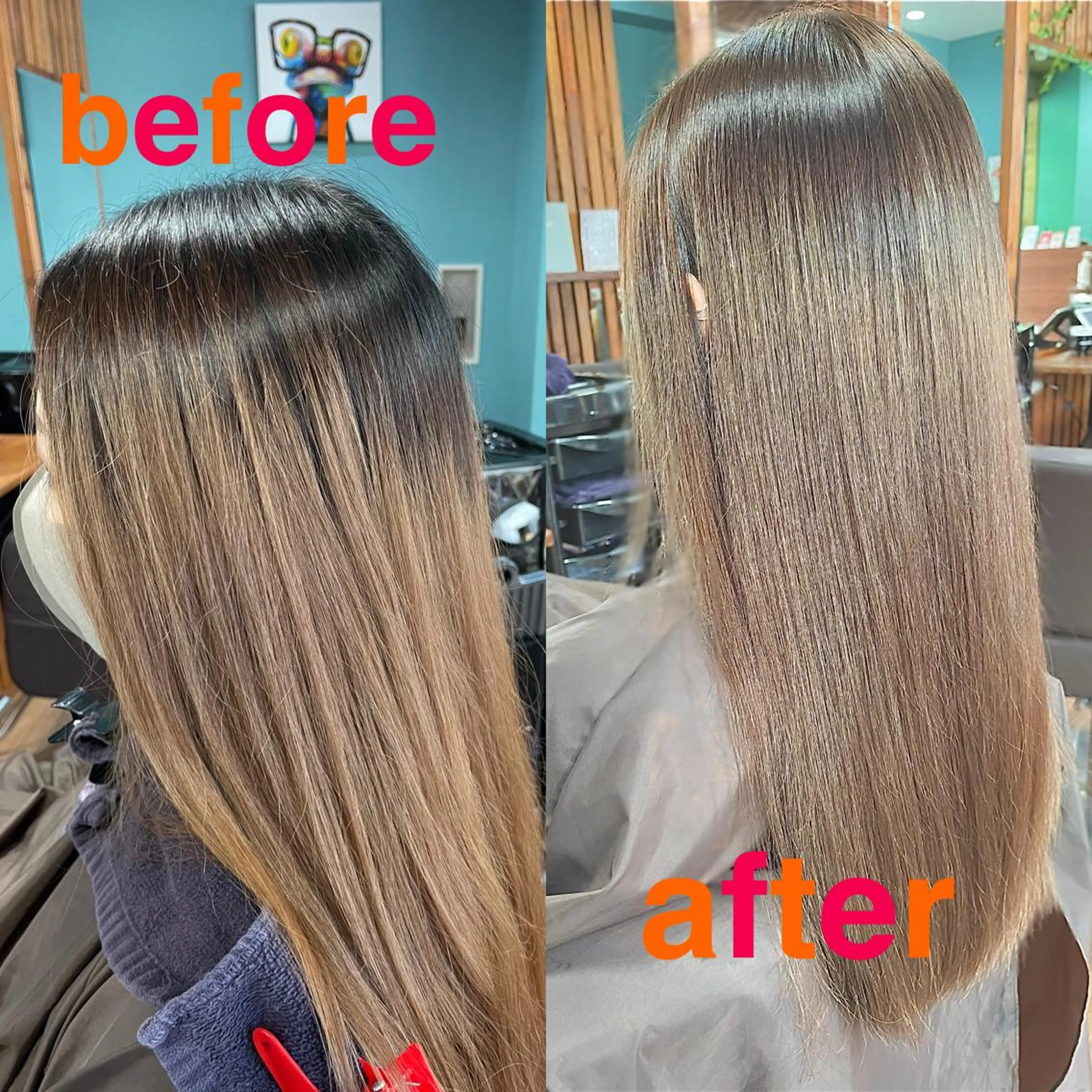 ロング カラー カット ヘアカラー トリートメント 髪質改善×潤艶カラー ⭐️岡田崇彰のヘアスタイル