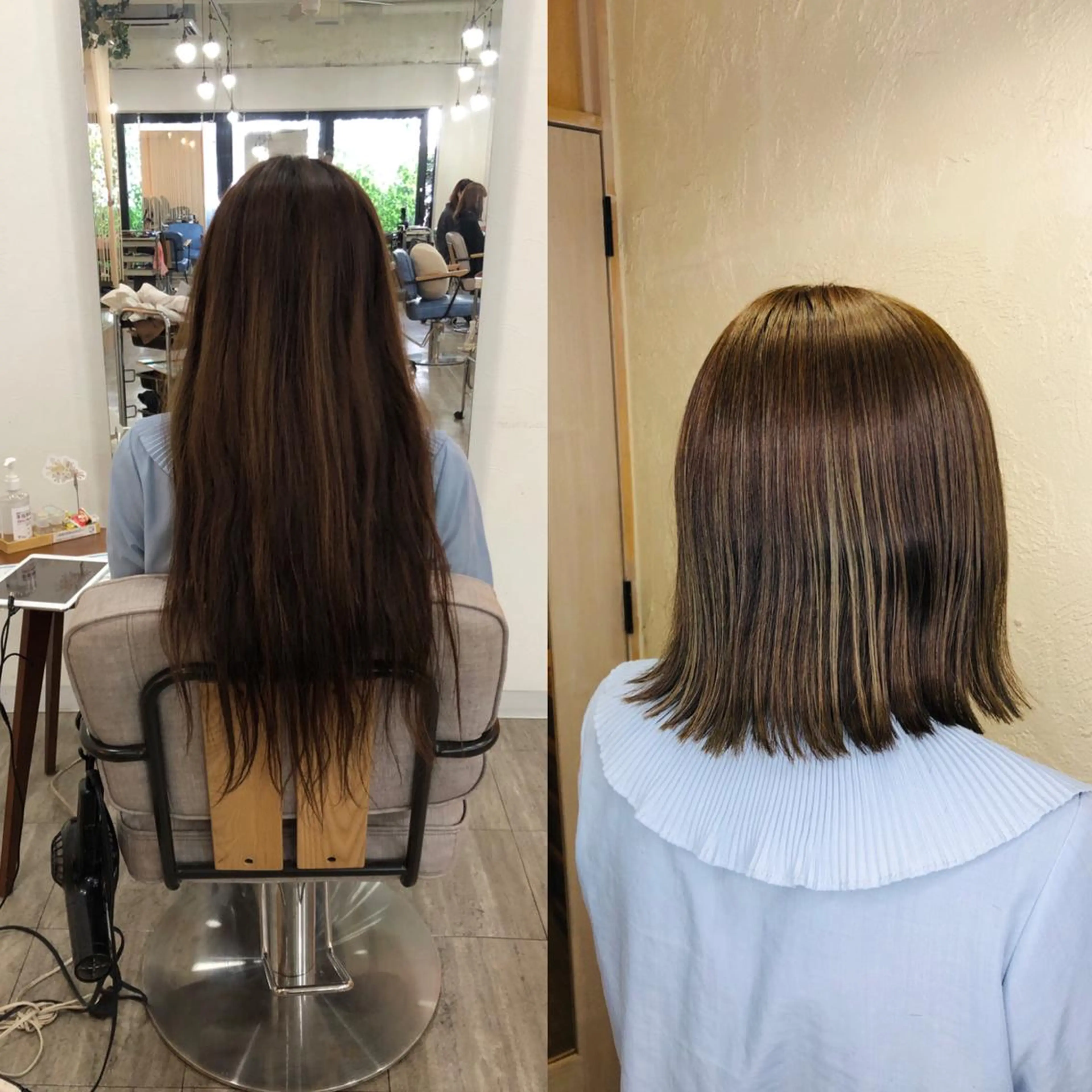 ミディアム パーマ 縮毛矯正 艶カラー🩵💛 NANAのヘアスタイル