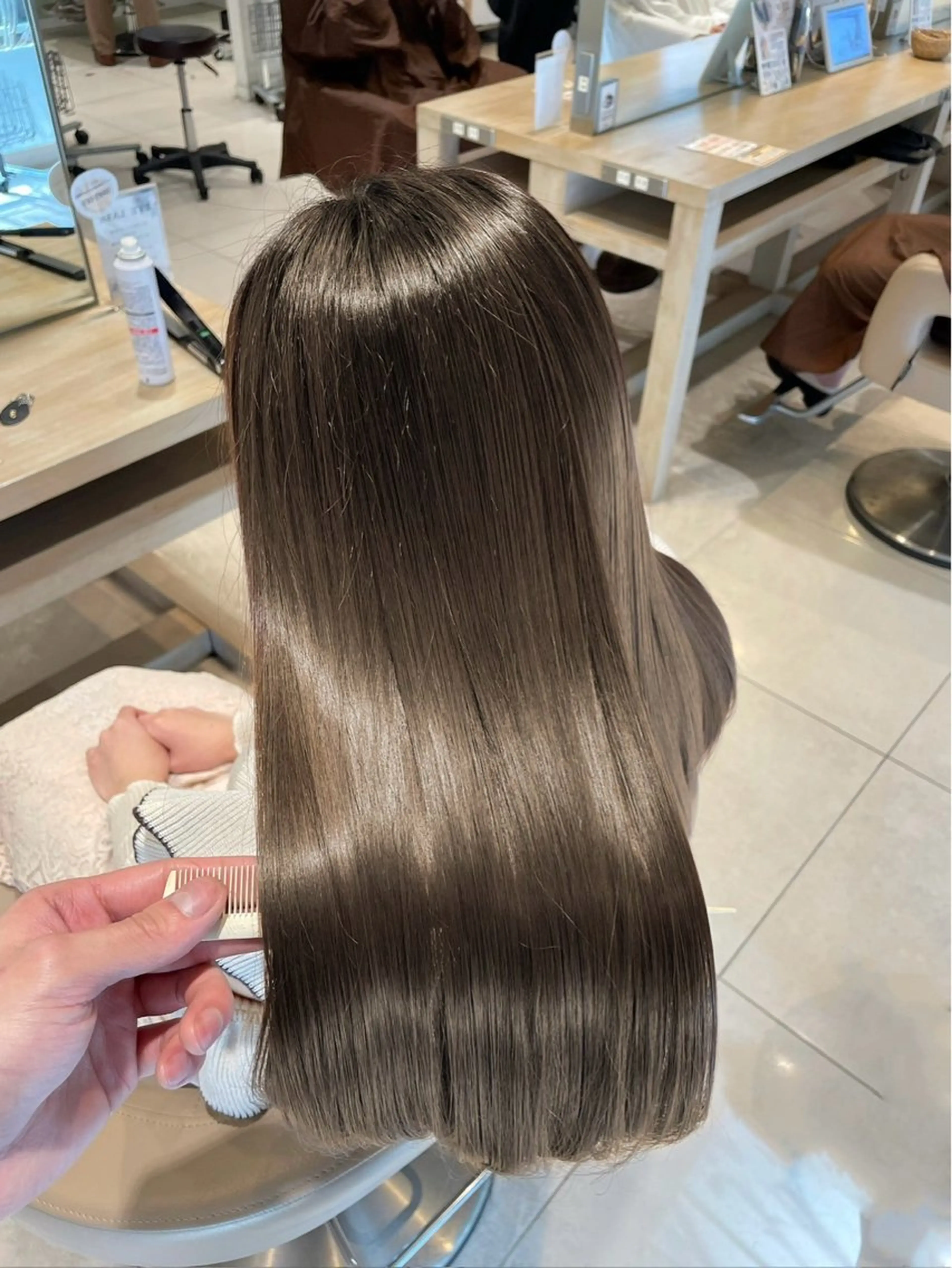 ロング 最小ダメージ縮毛矯正 /暖色カラー/Rieのヘアスタイル