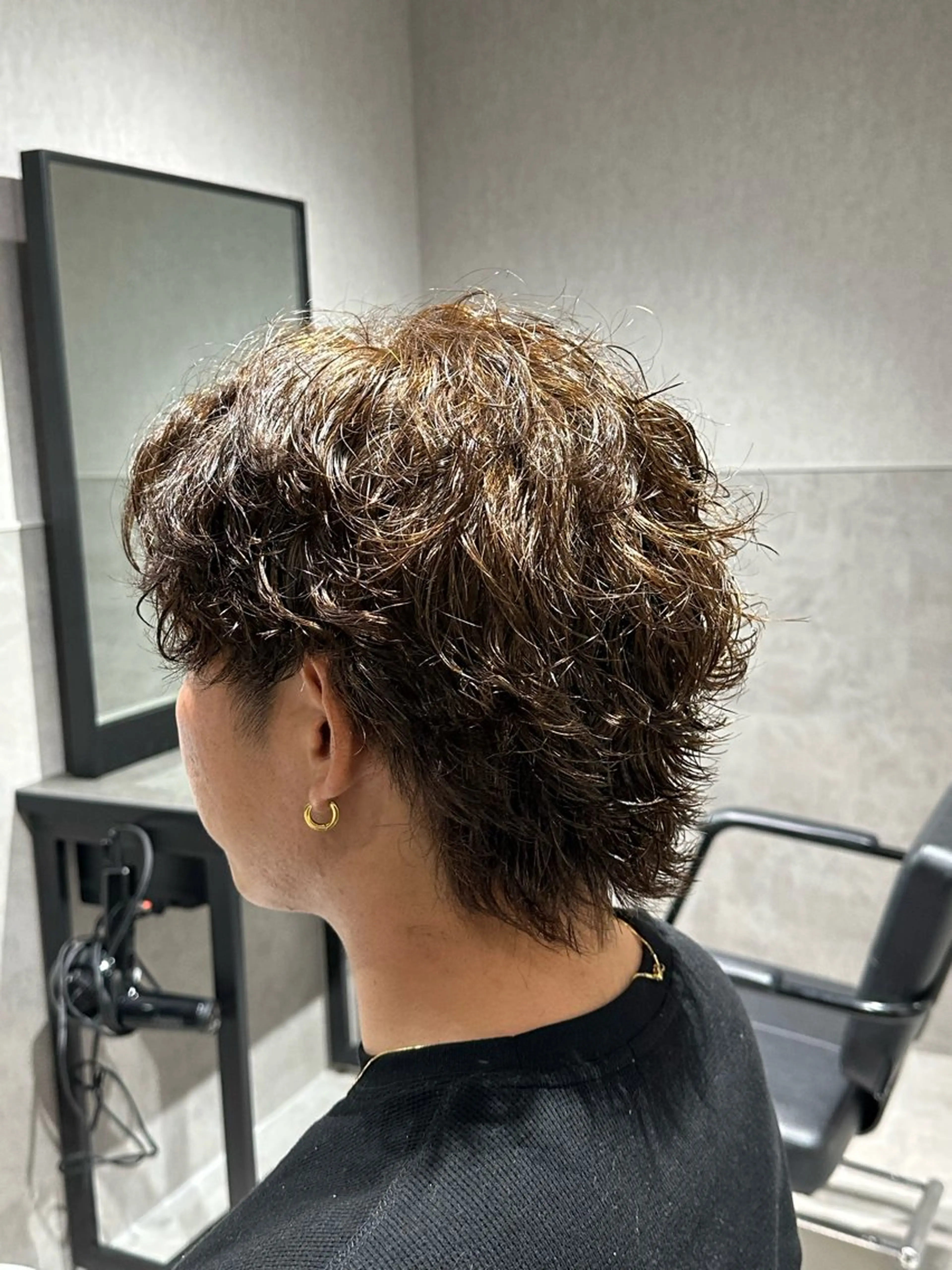 ショート カラー パーマ メンズ パーマ 【シャドウパーマ センターパート】義心のヘアスタイル