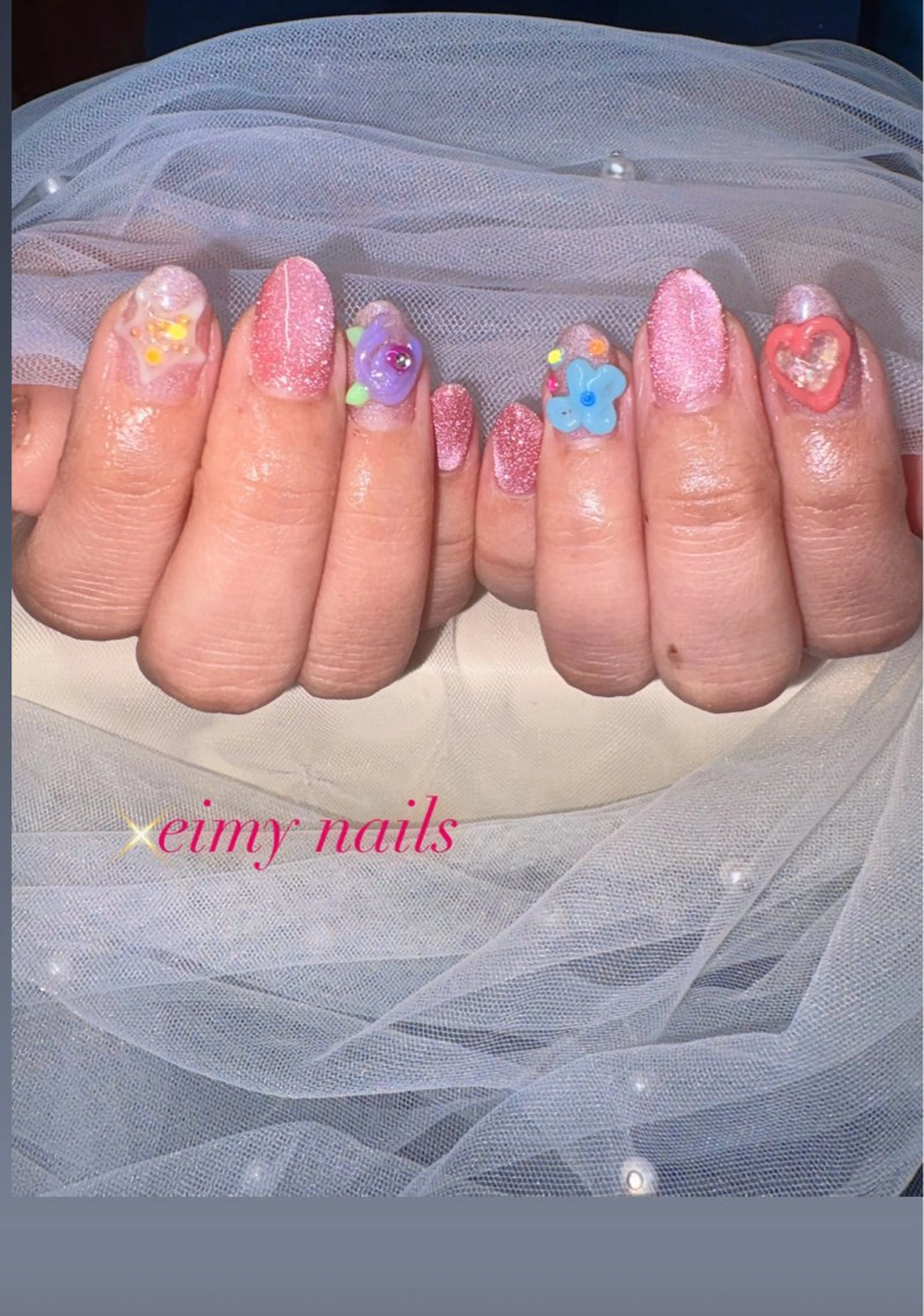 ネイル アートネイル フラッシュネイル フラッシュマグ ハート マグネットネイル ハンドネイル eimy nails♡のネイルデザイン