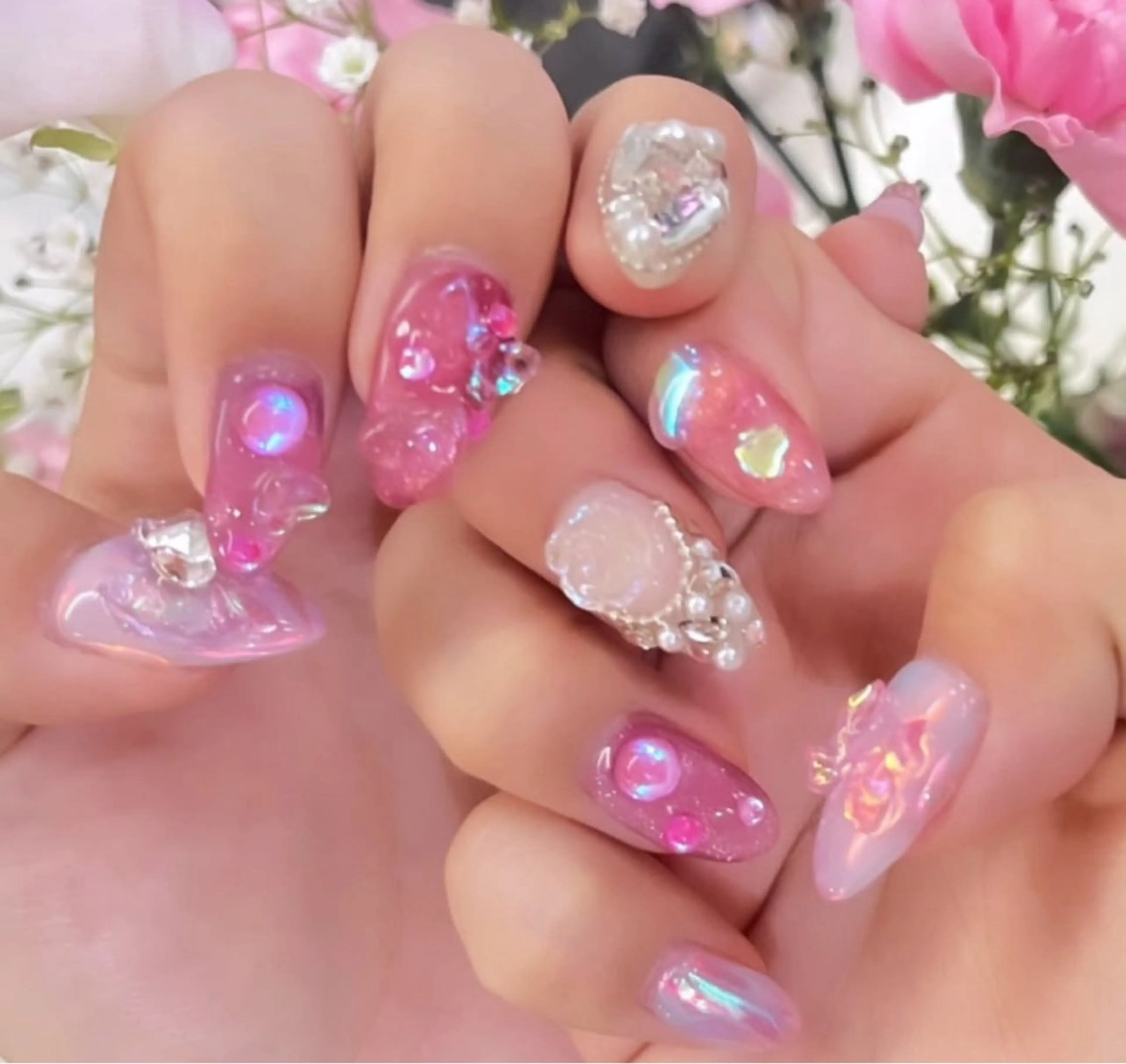 ネイル 氷ネイル・うるうるネイル ワンホンネイル ハンドネイル 8appy YUKITIN.Bのネイルデザイン