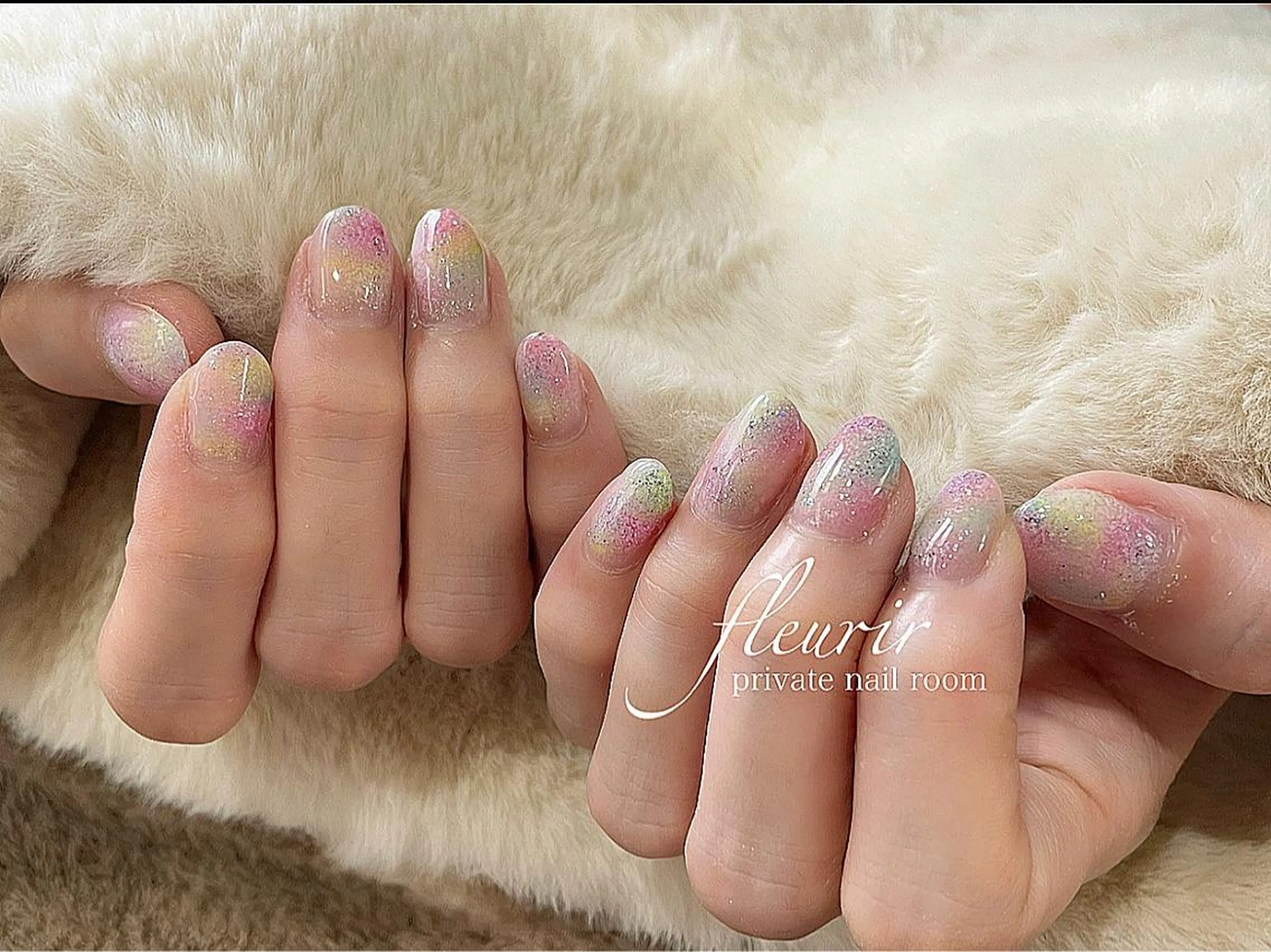 ネイル ラメ(グリッター) パープル フルリール 【プライベートサロンのネイルデザイン