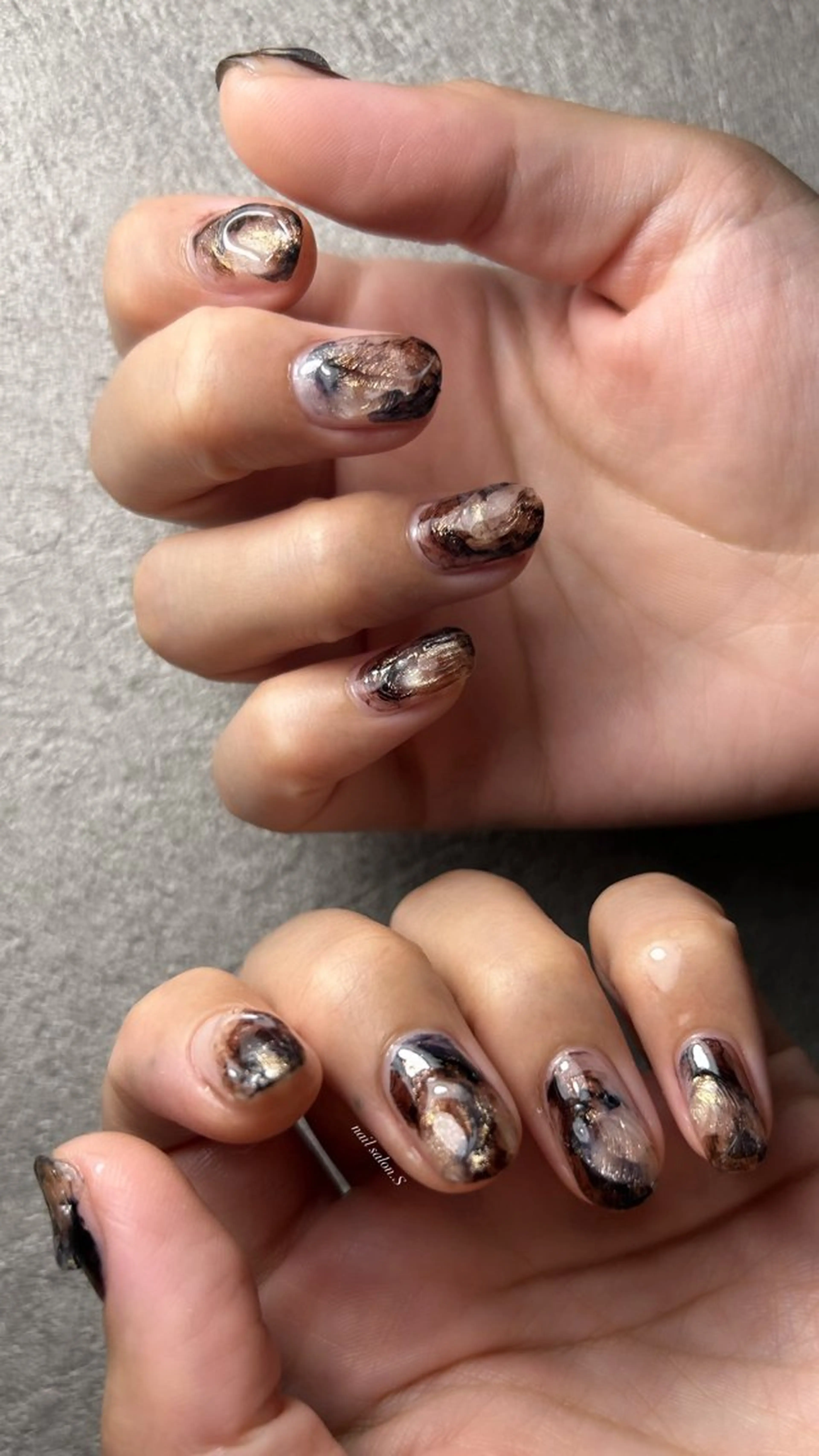 ネイル アートネイル 長さ出し ニュアンスネイル 冬ネイル ハンドネイル 関山 志乃のネイルデザイン