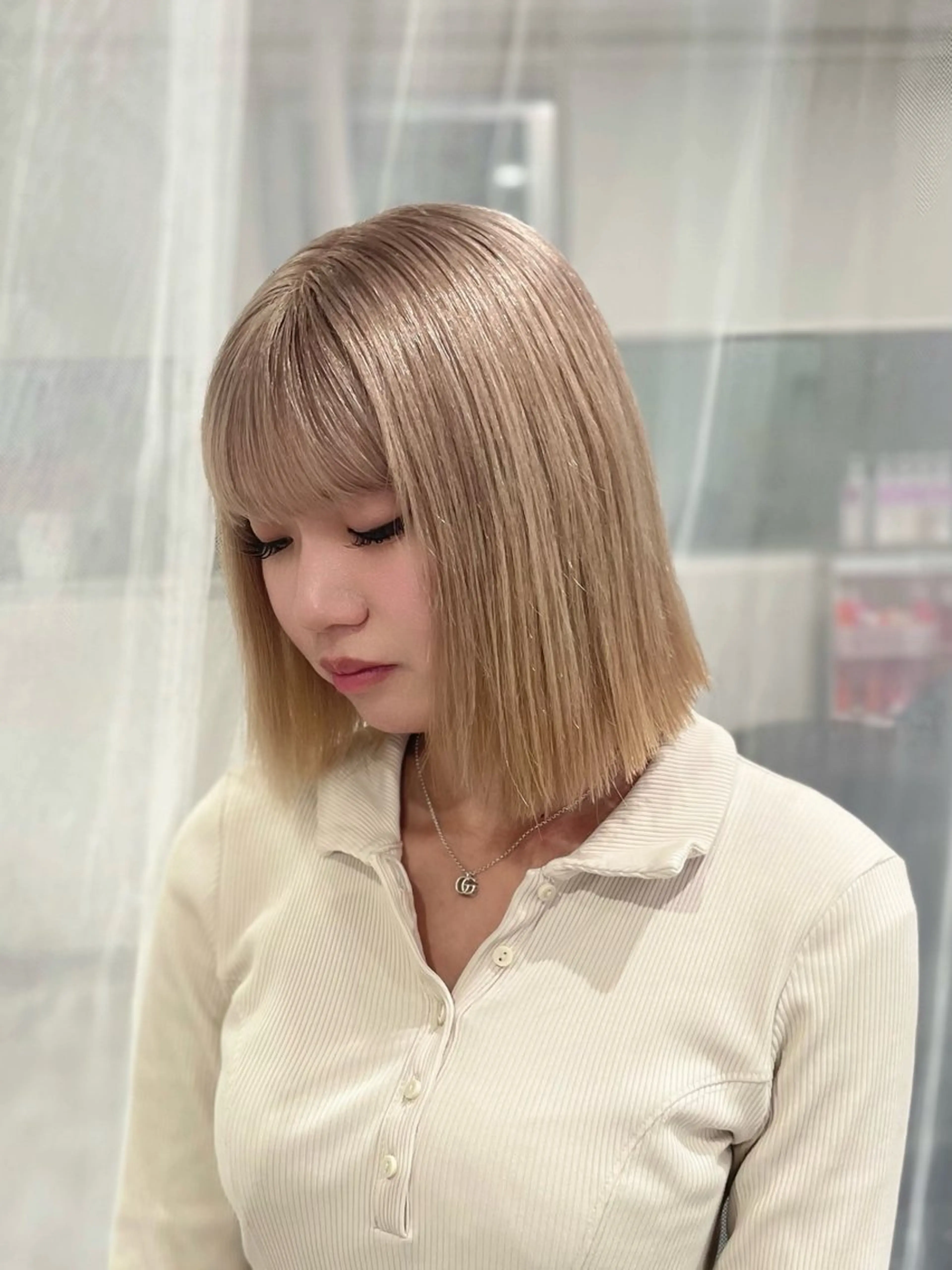 ミディアム カラー ヘアカラー トリートメント GaKu/ハイトーン /ブリーチ/レイヤーのヘアスタイル