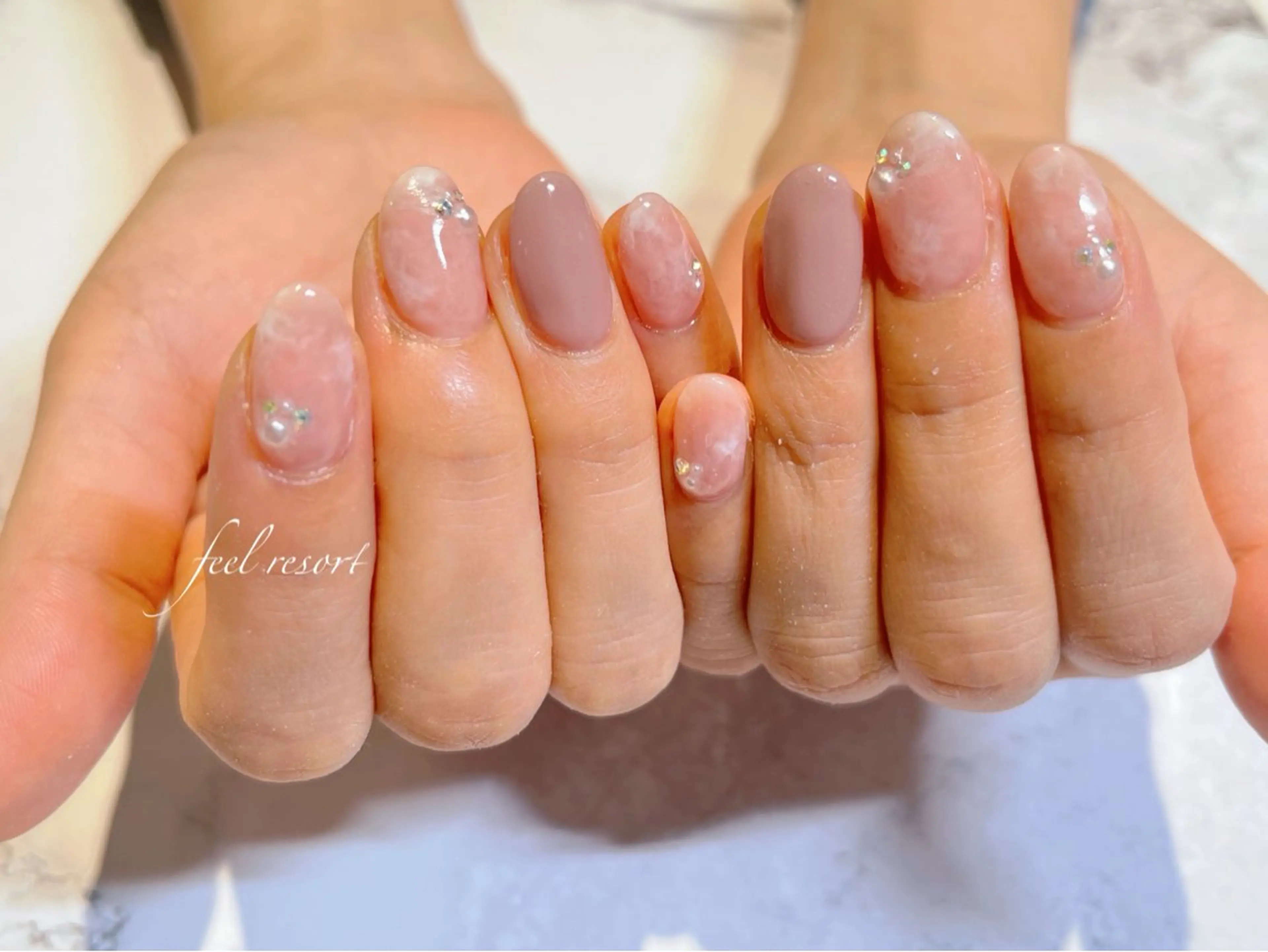 ネイル 長さ出し フットネイル フレンチネイル ジェルネイル ガラスフレンチ ハンドネイル Lien（リアン） 銀座駅6分のネイルデザイン