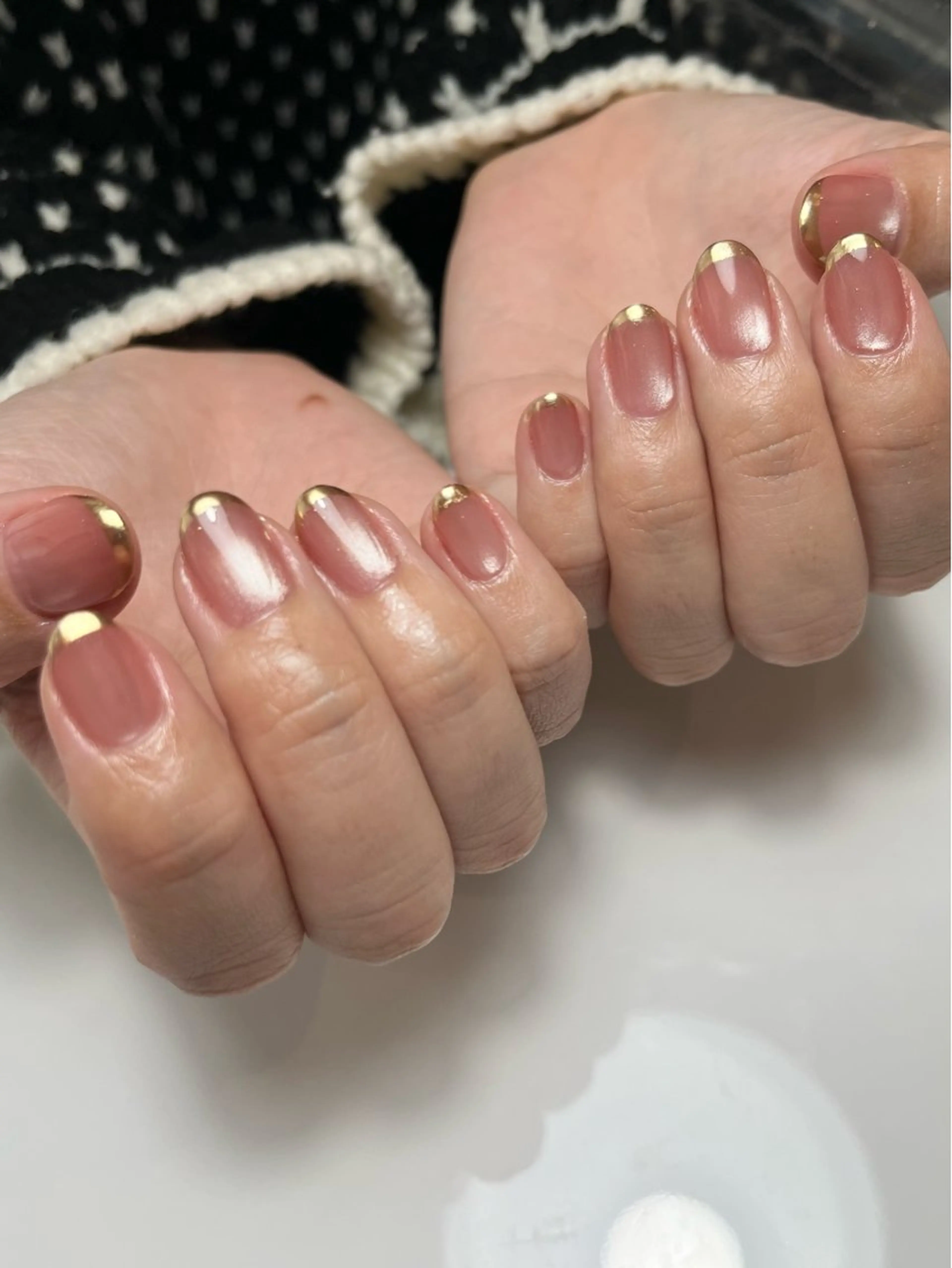 ネイル フレンチネイル ミラーネイル ピンク ballie／小野原 なつみのネイルデザイン