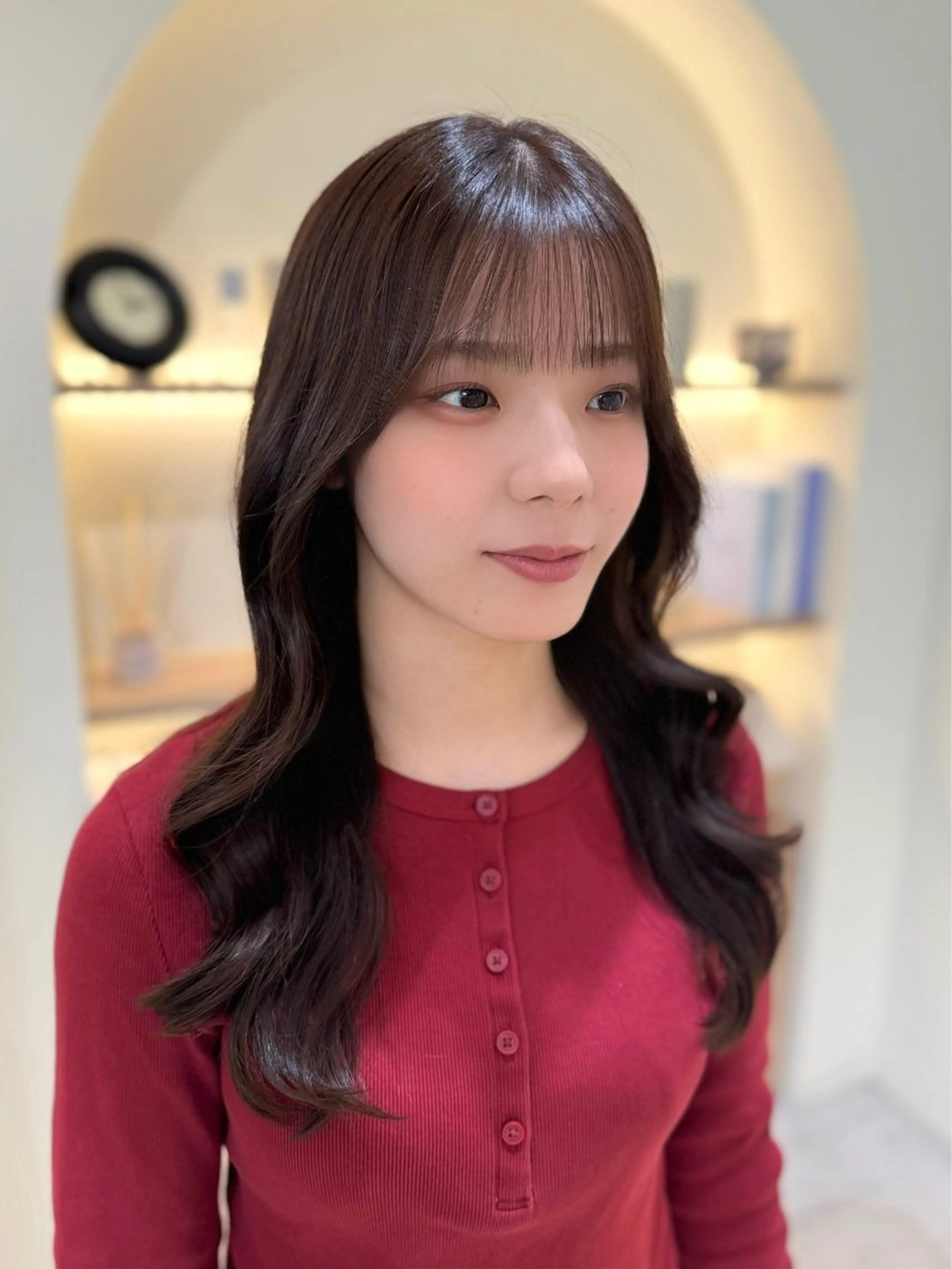 セミロング カラー ブラウンカラー ラベンダーカラー ラベンダーブラウン 顔周りカット 韓国風ヘア カット ヘアカラー トリートメント 韓国レイヤーカット/ 顔周りカットtamaのヘアスタイル