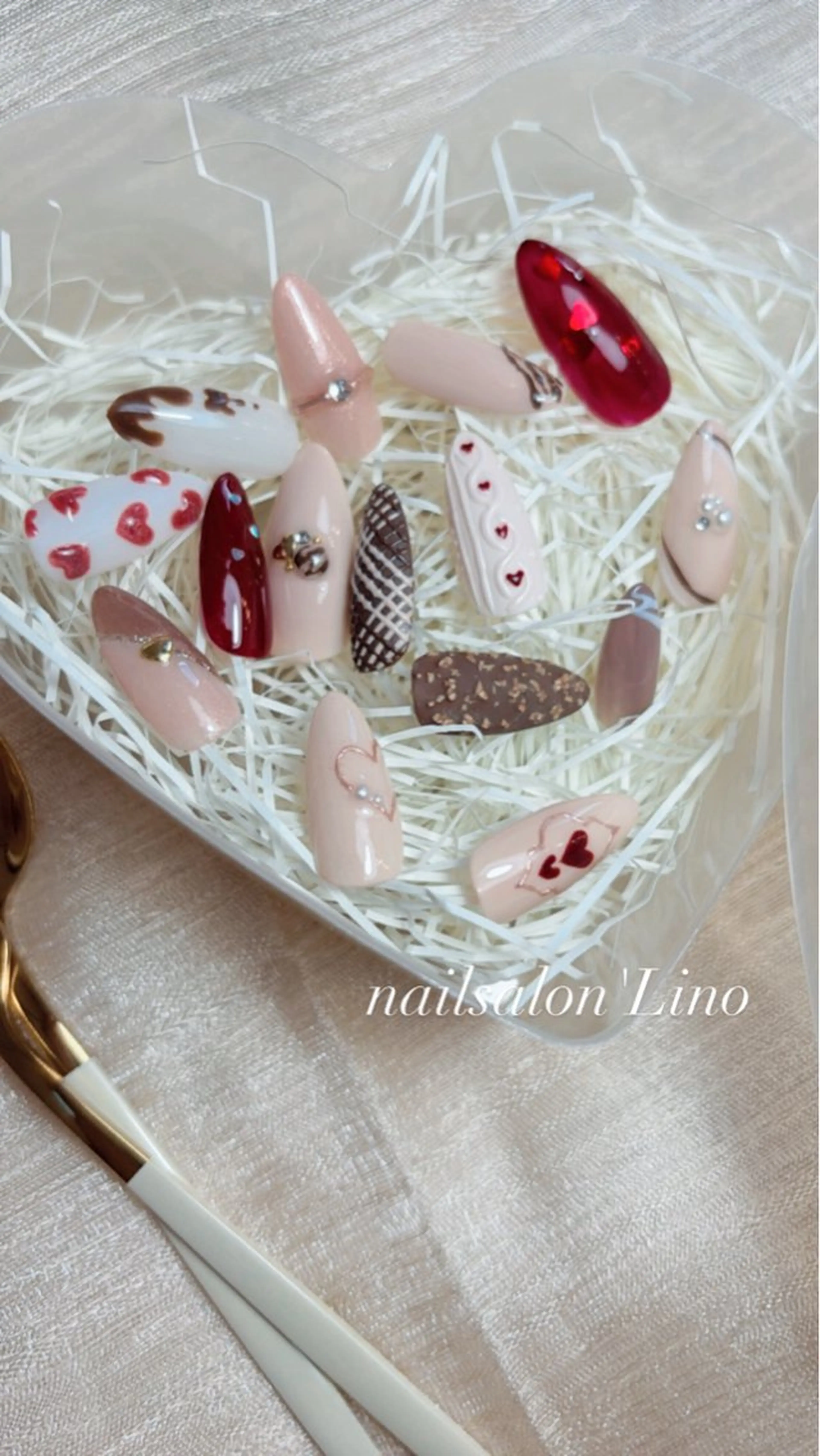 ネイル アートネイル バレンタイン Lino𓂃⟡.· Chizuruのネイルデザイン