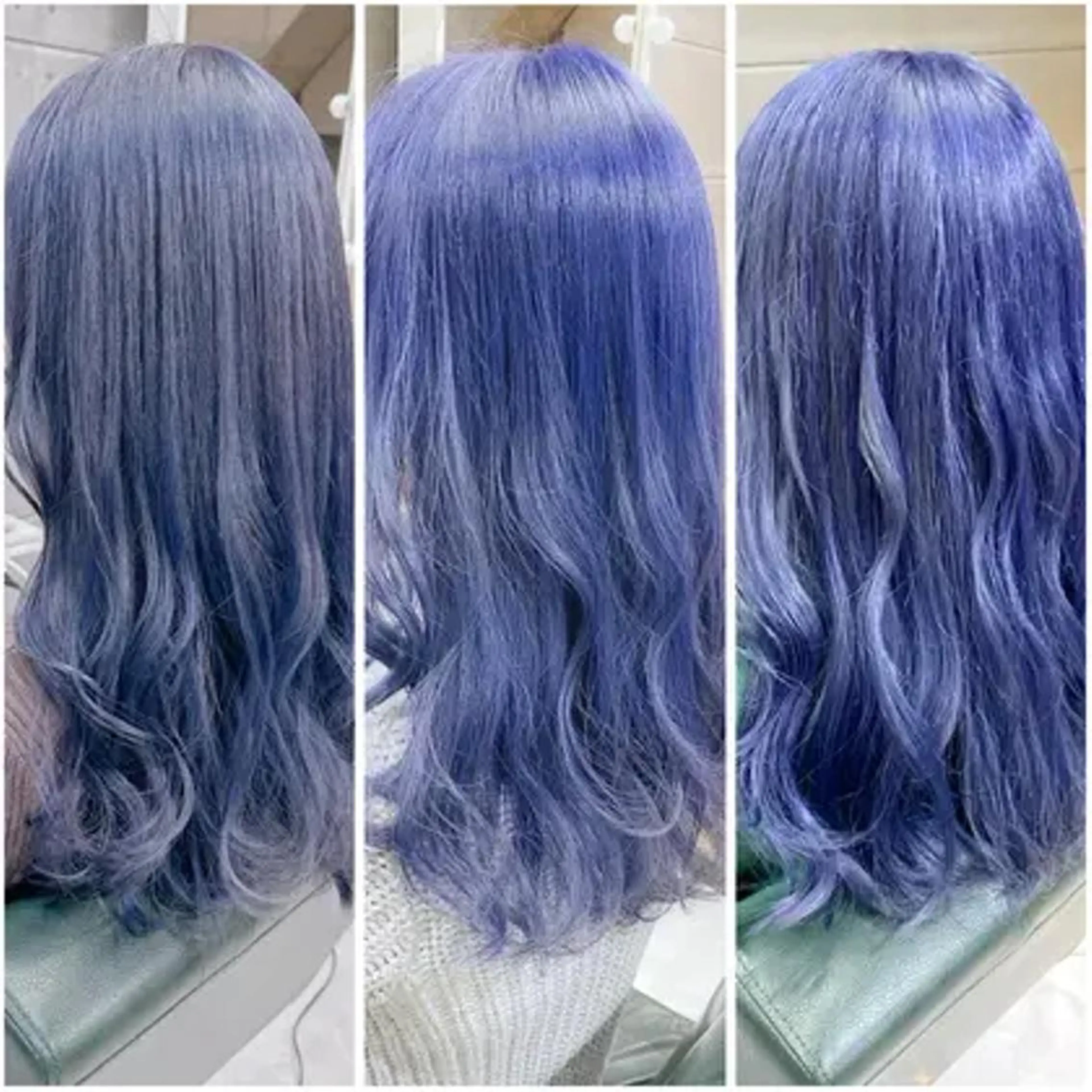 ロング カラー ヘアアレンジ ブルーカラー ブルーパープル ネイビーカラー パープルカラー ヘアカラー トリートメント モテ髪透明感❤️ デイズヘアカラーのヘアスタイル