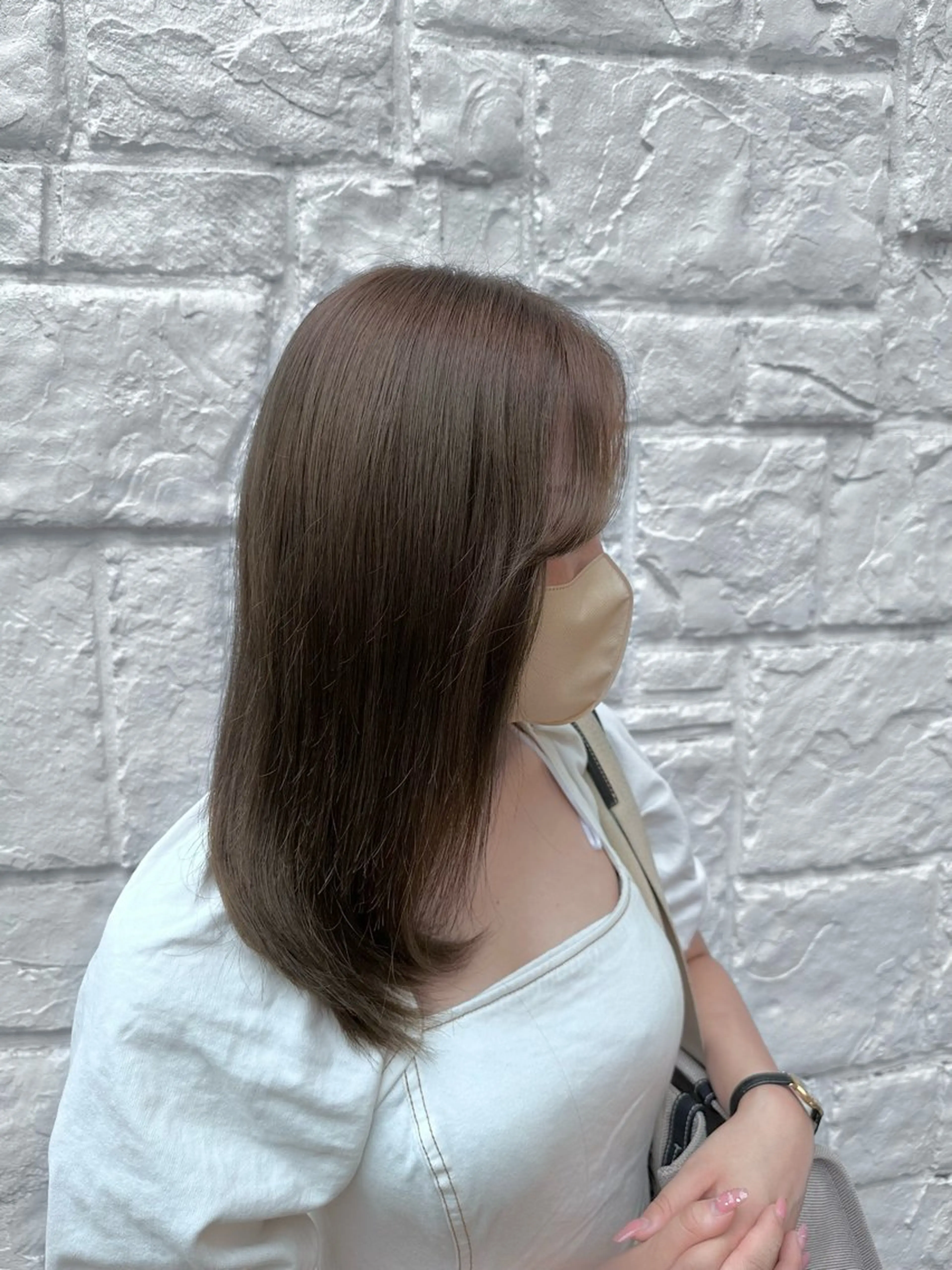 セミロング カラー ヘアカラー トリートメント ヘッドスパ ヘアセット 顔まわり/グレージュ 吉田ひろのじょうのヘアスタイル