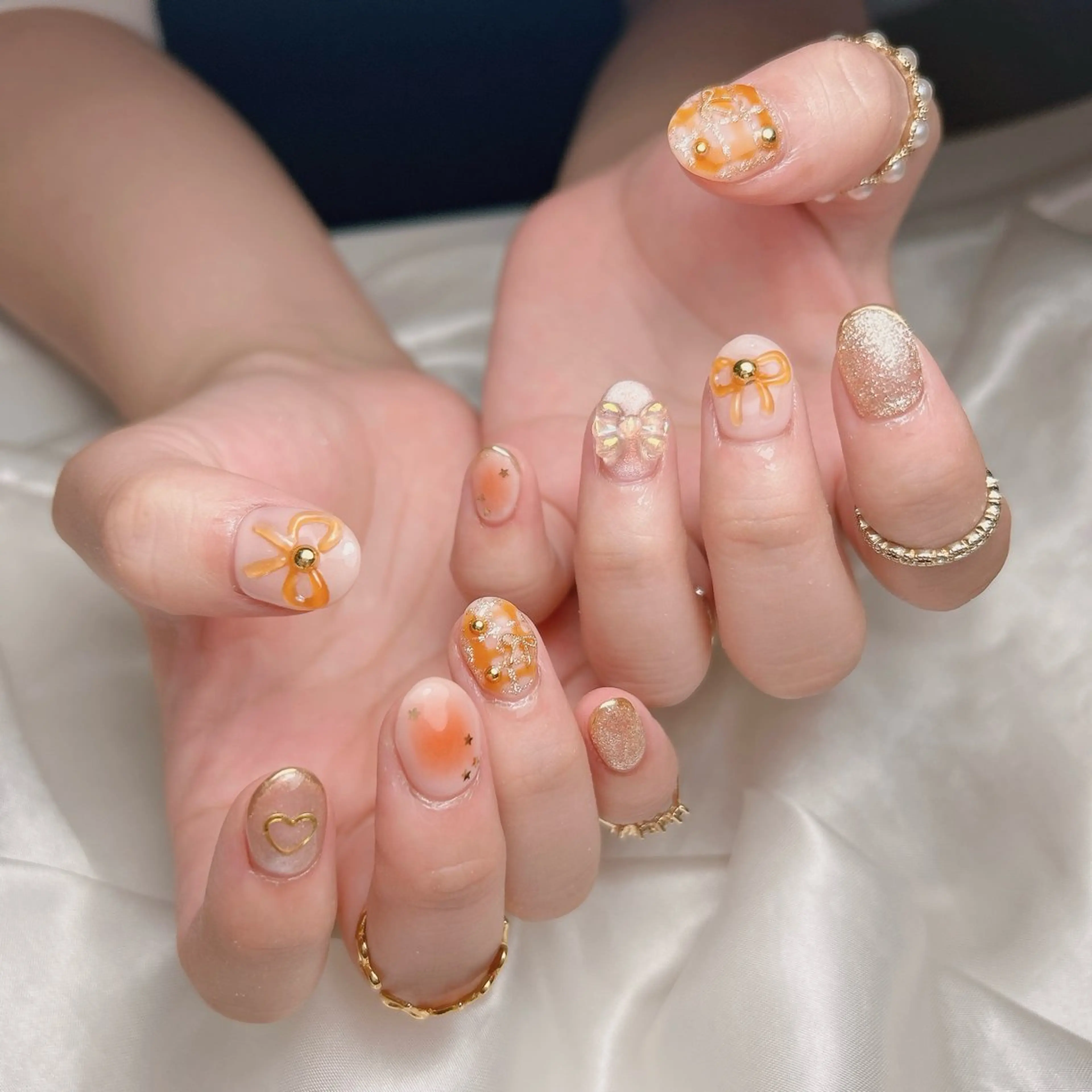 ネイル オレンジ ハンドネイル junna 金山.東別院.上前津のネイルデザイン