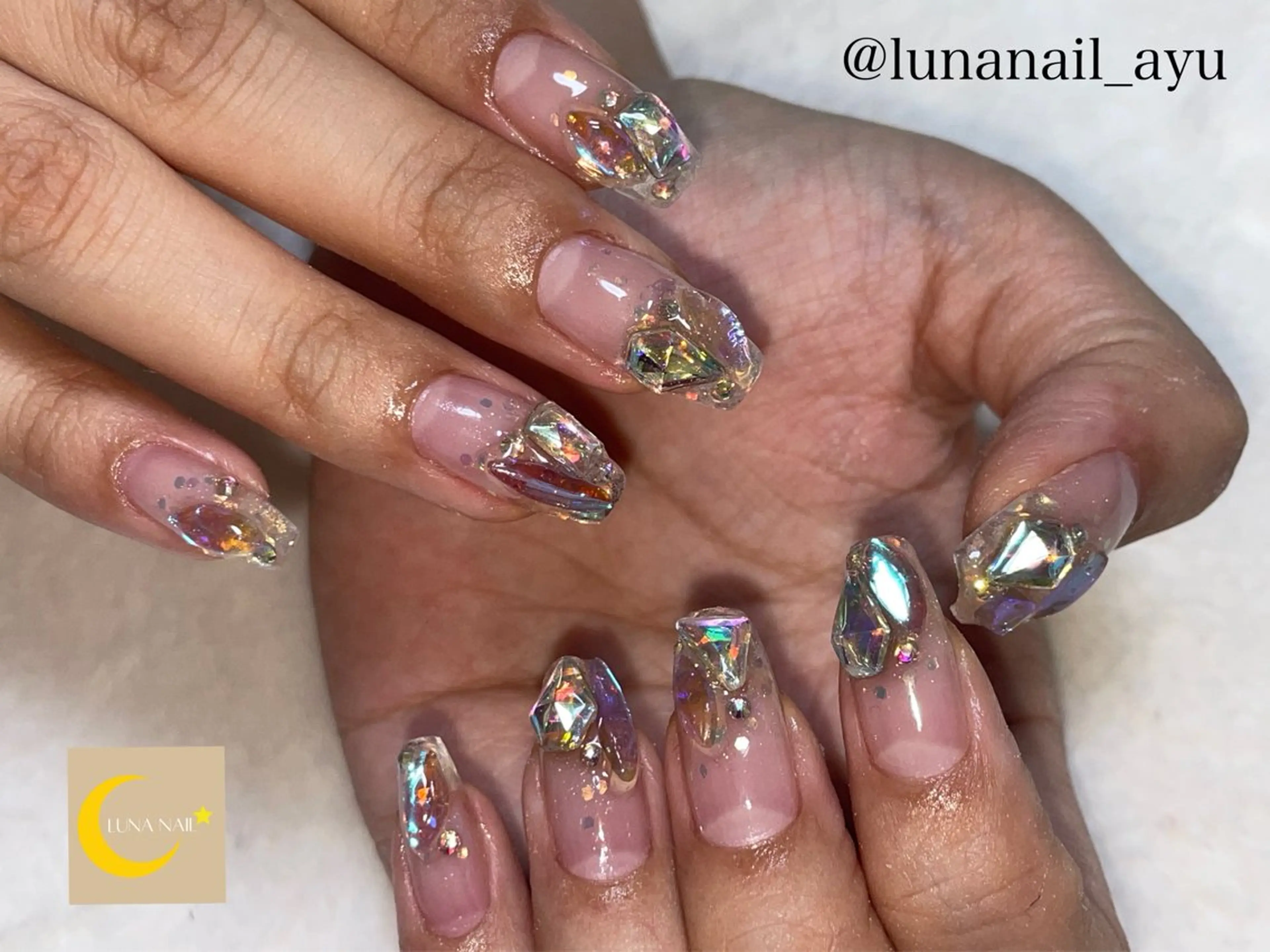 ネイル キラキラネイル スカルプネイル ハンドネイル LUNA NAIL ayuのネイルデザイン