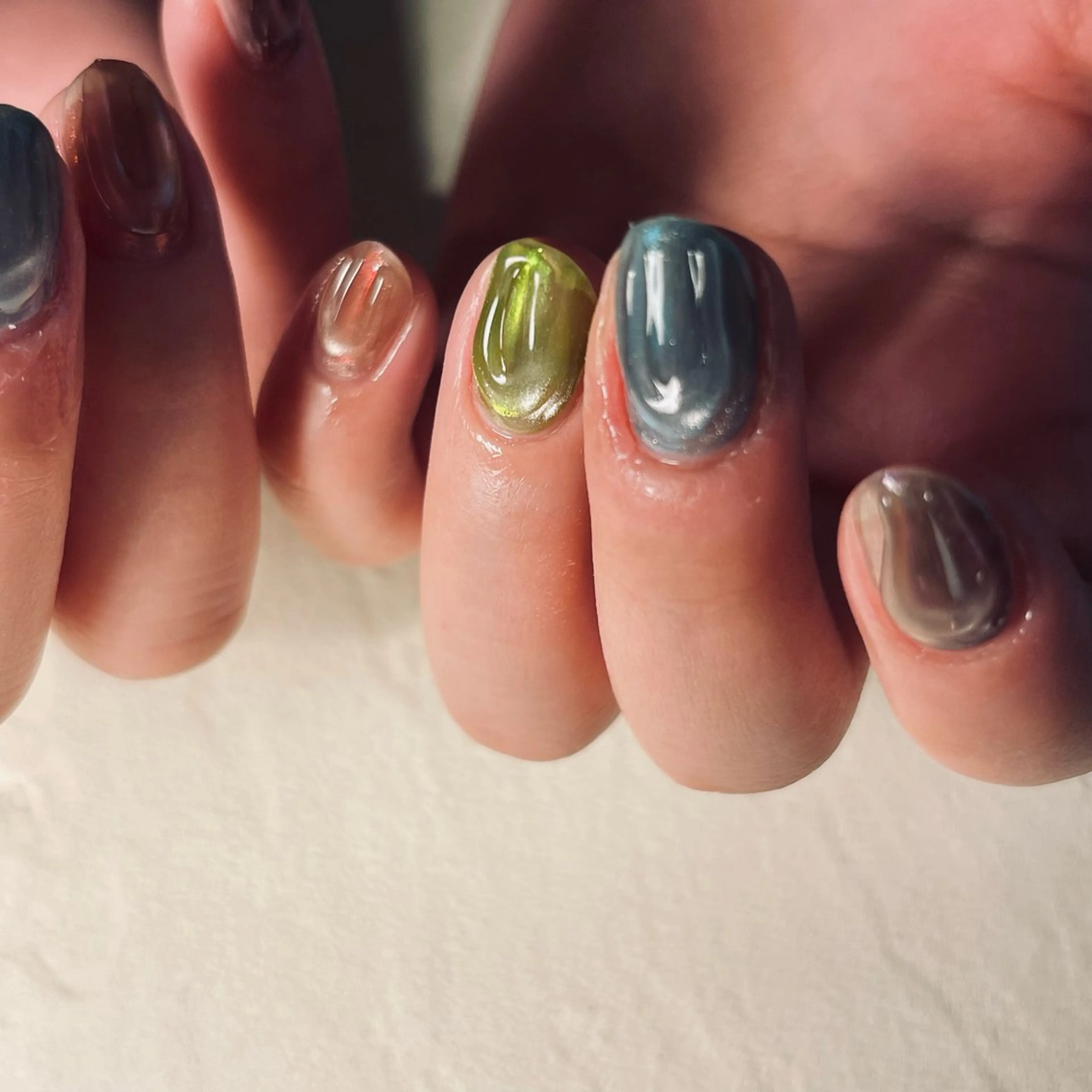 ネイル 長さ出し フラッシュネイル フットネイル ジェルネイル マグネットネイル ハンドネイル フットネイル ハンドケア 自爪育成 warm AZUKI-アヅキ-のネイルデザイン