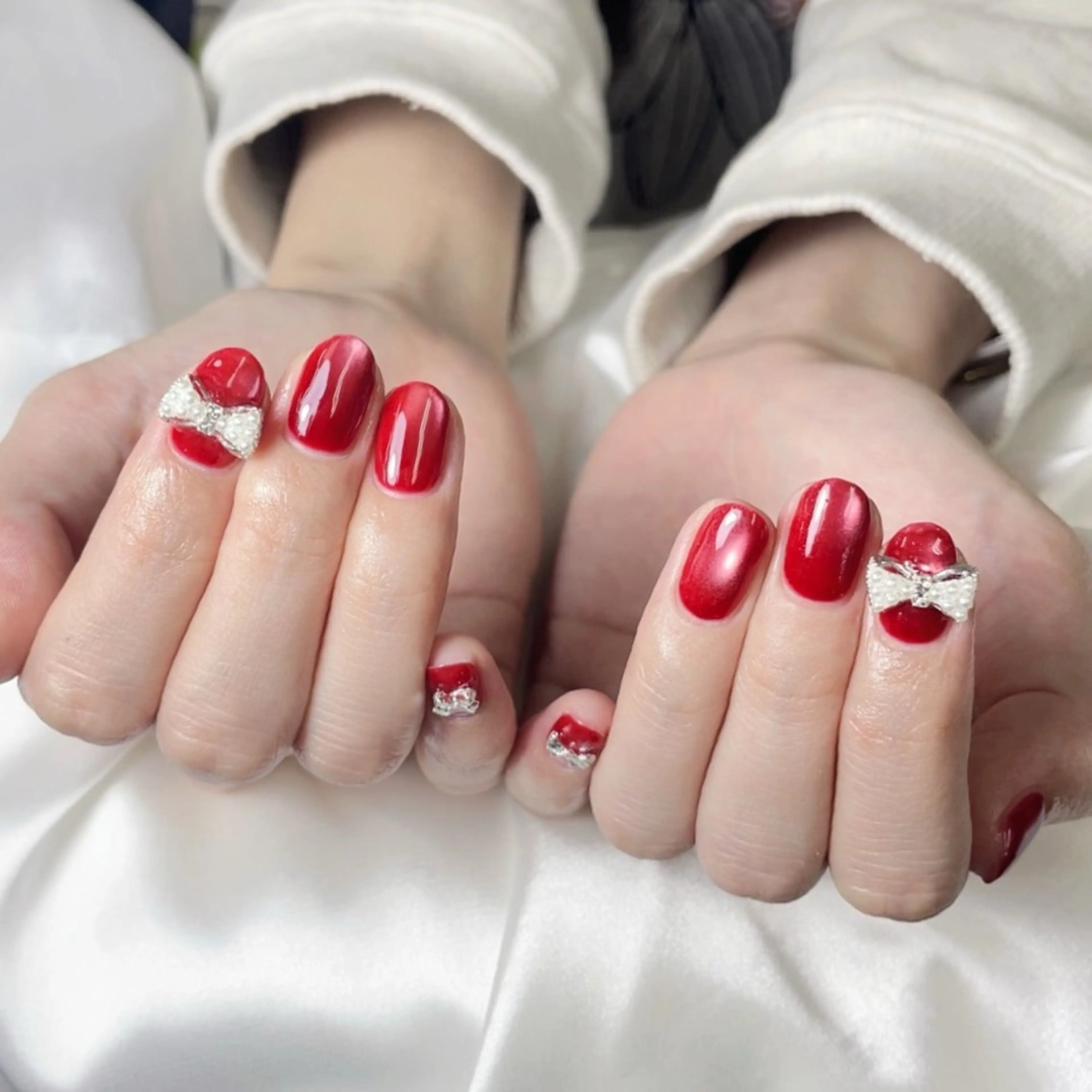 ネイル ブラウン チークネイル 桜ネイル 長さ出し フットネイル ハンドネイル XIINH NAIL SALONのネイルデザイン