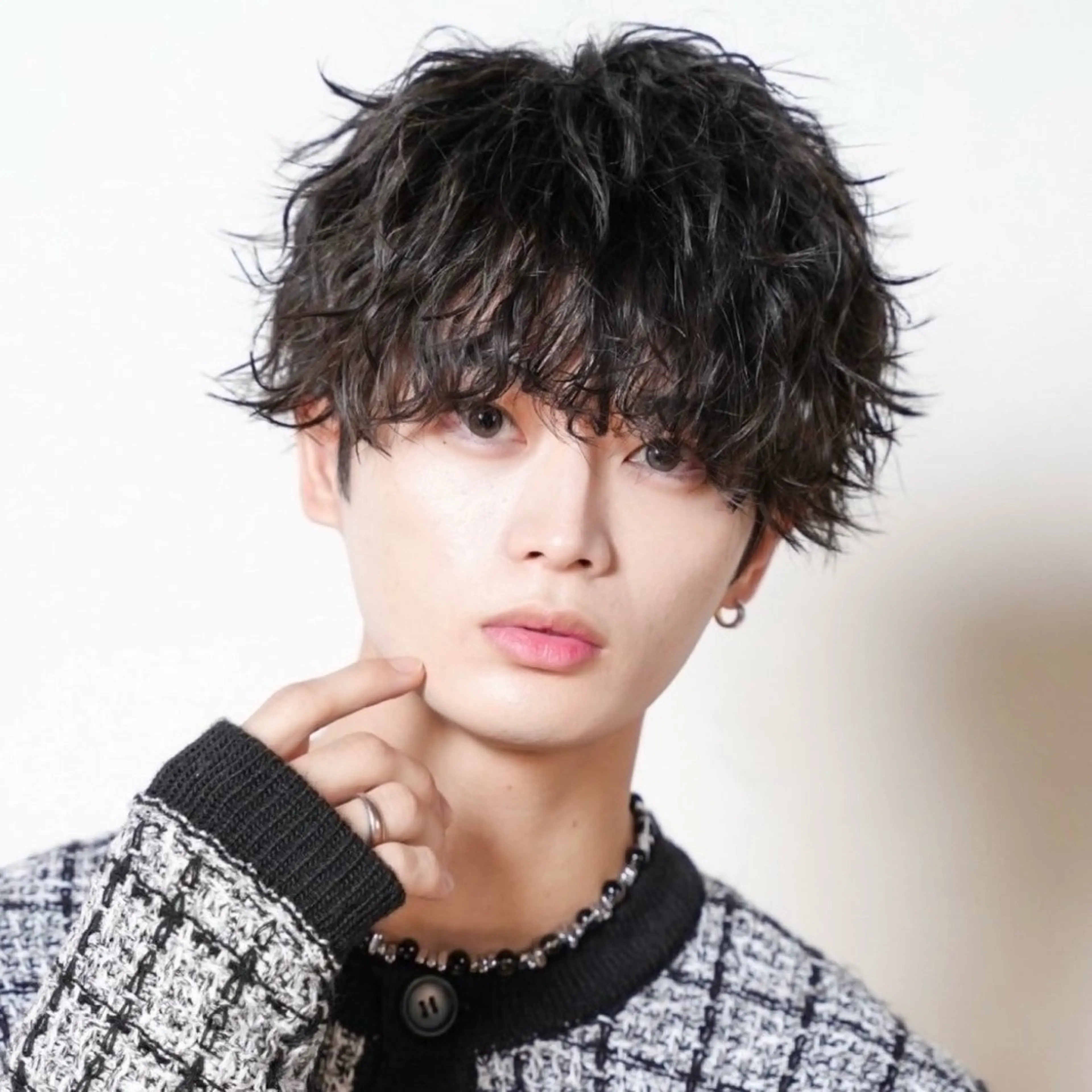 ミディアム カラー パーマ メンズ カット パーマ トリートメント ハイトーン/メンズマ ッシュ/KYOHEIのヘアスタイル