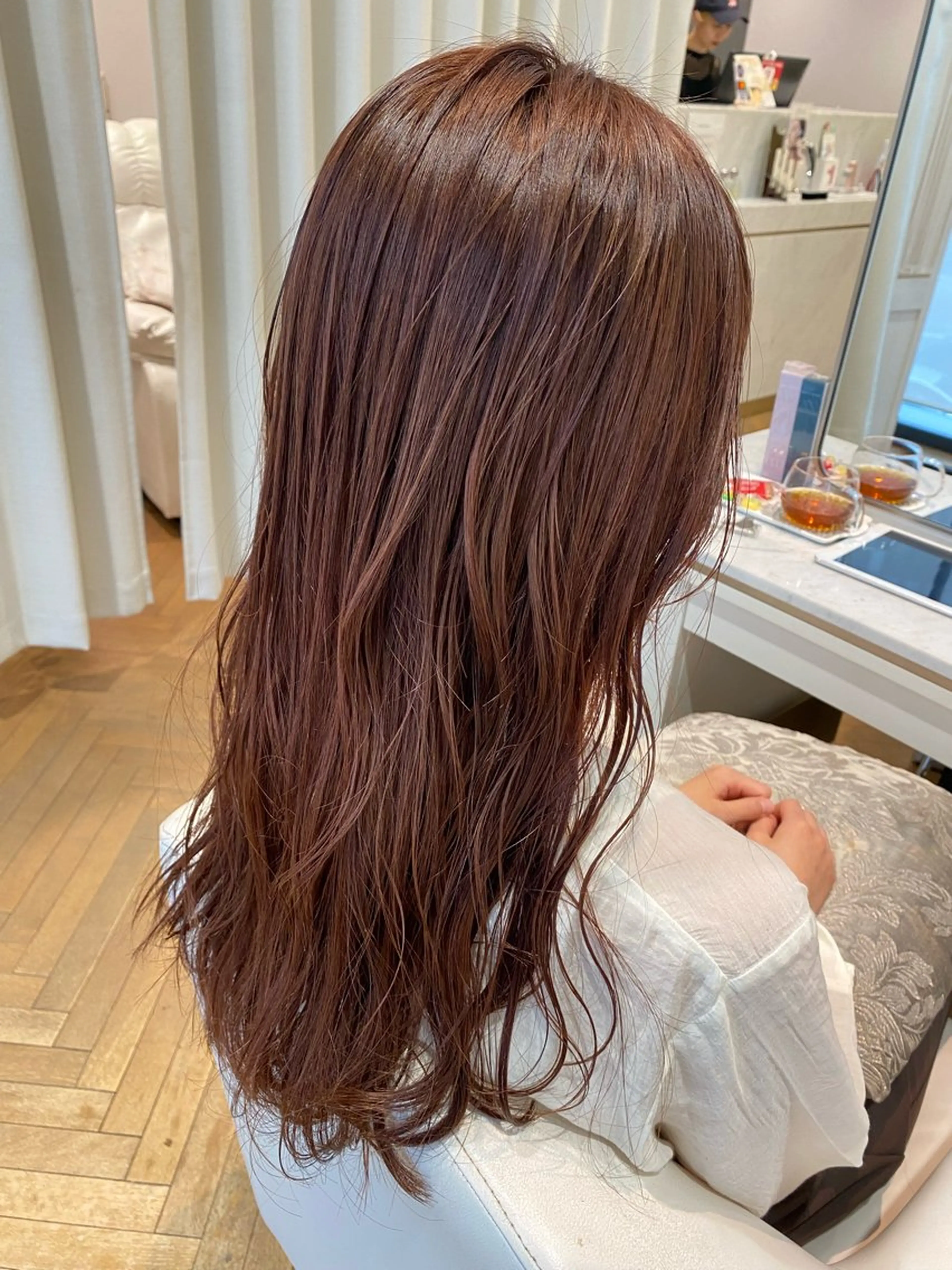 ロング カラー ブリーチ ブラウンカラー レッドカラー レッドブラウン 増井 彩乃のヘアスタイル