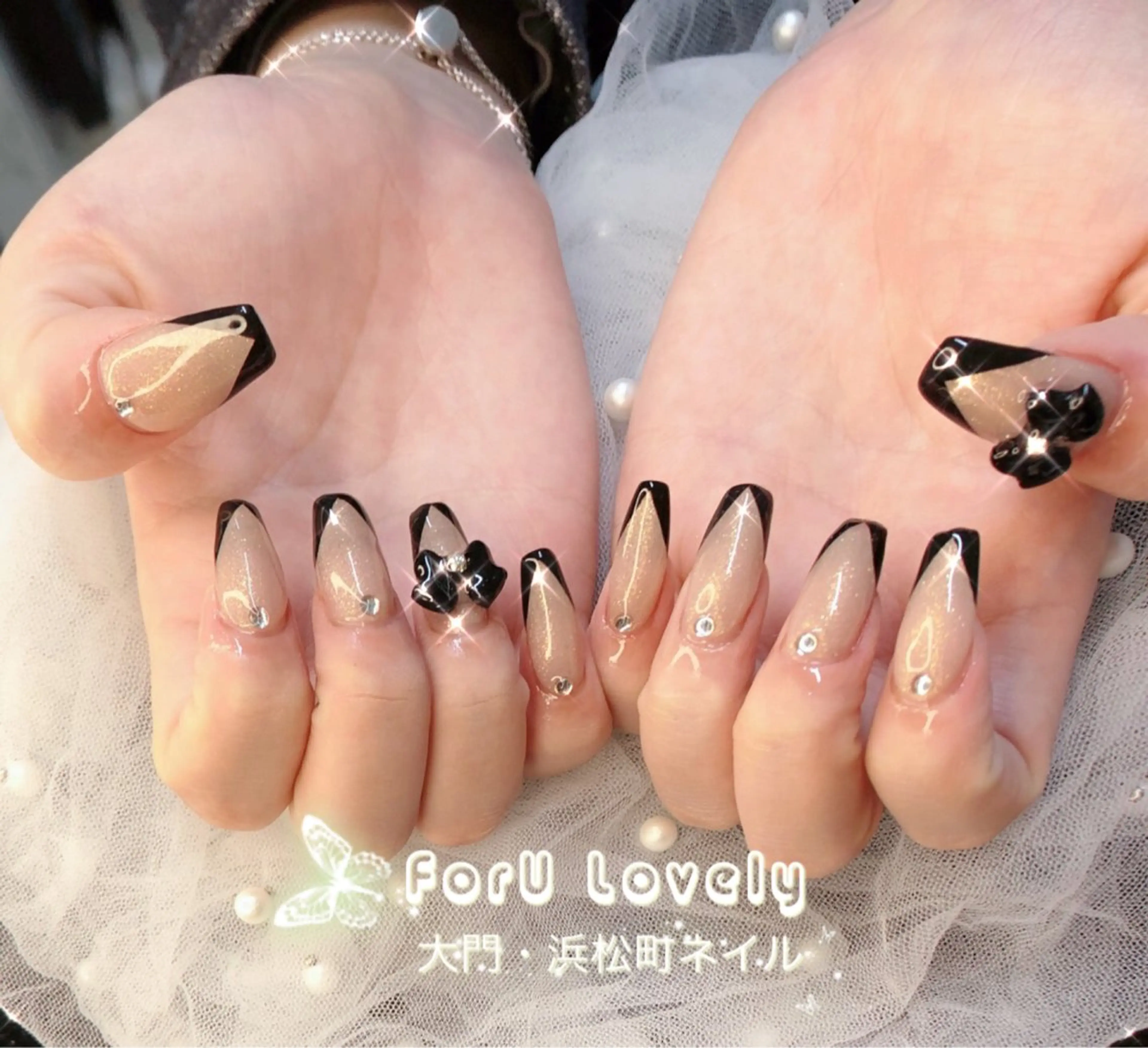 ネイル 桜ネイル フットネイル フレンチネイル ジェルネイル ラメ(グリッター) 大門浜松町 ネイルのネイルデザイン