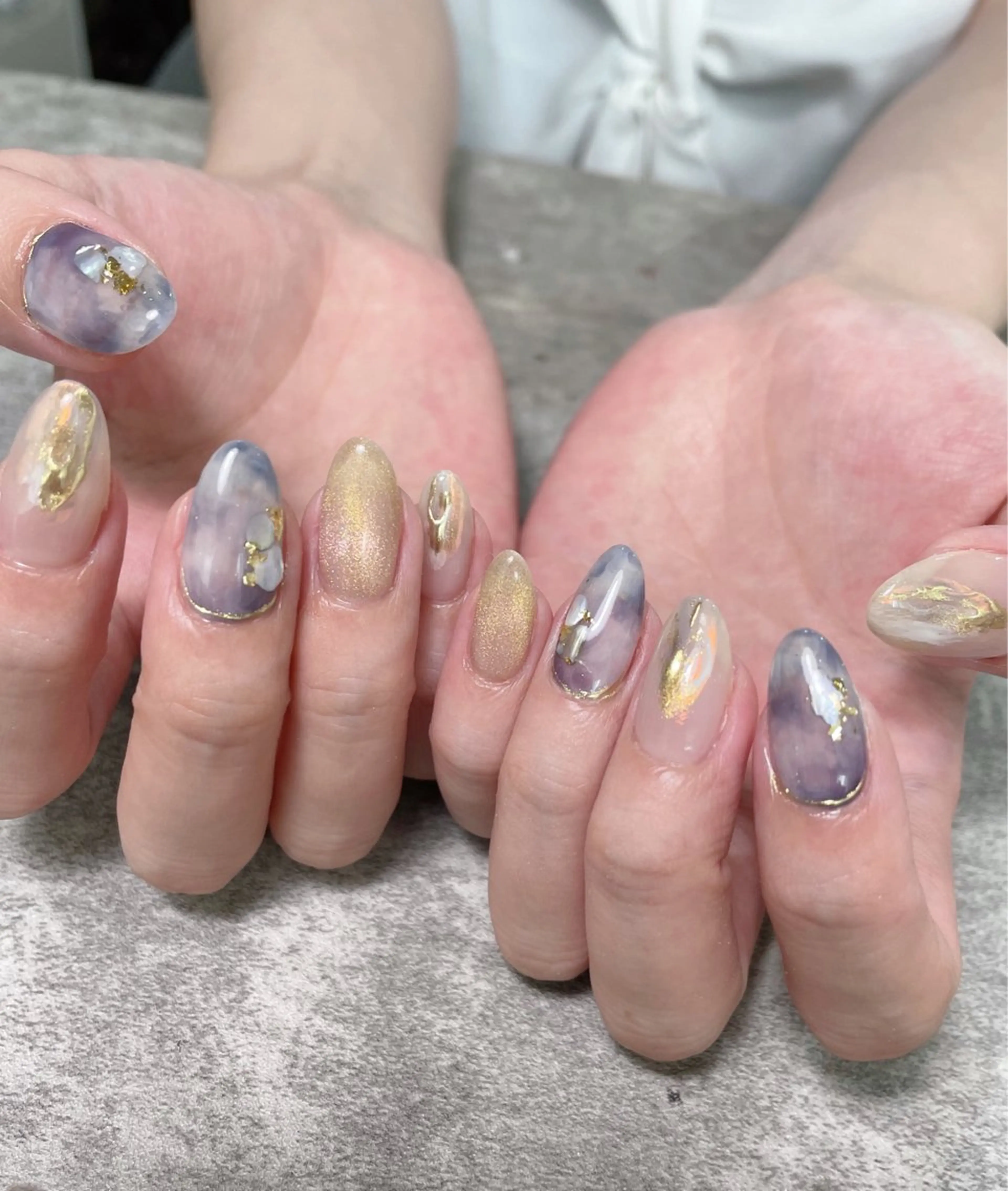 ネイル ブルー マグネットネイル 大理石ネイル(マーブル) ニュアンスネイル ハンドネイル ma riのネイルデザイン