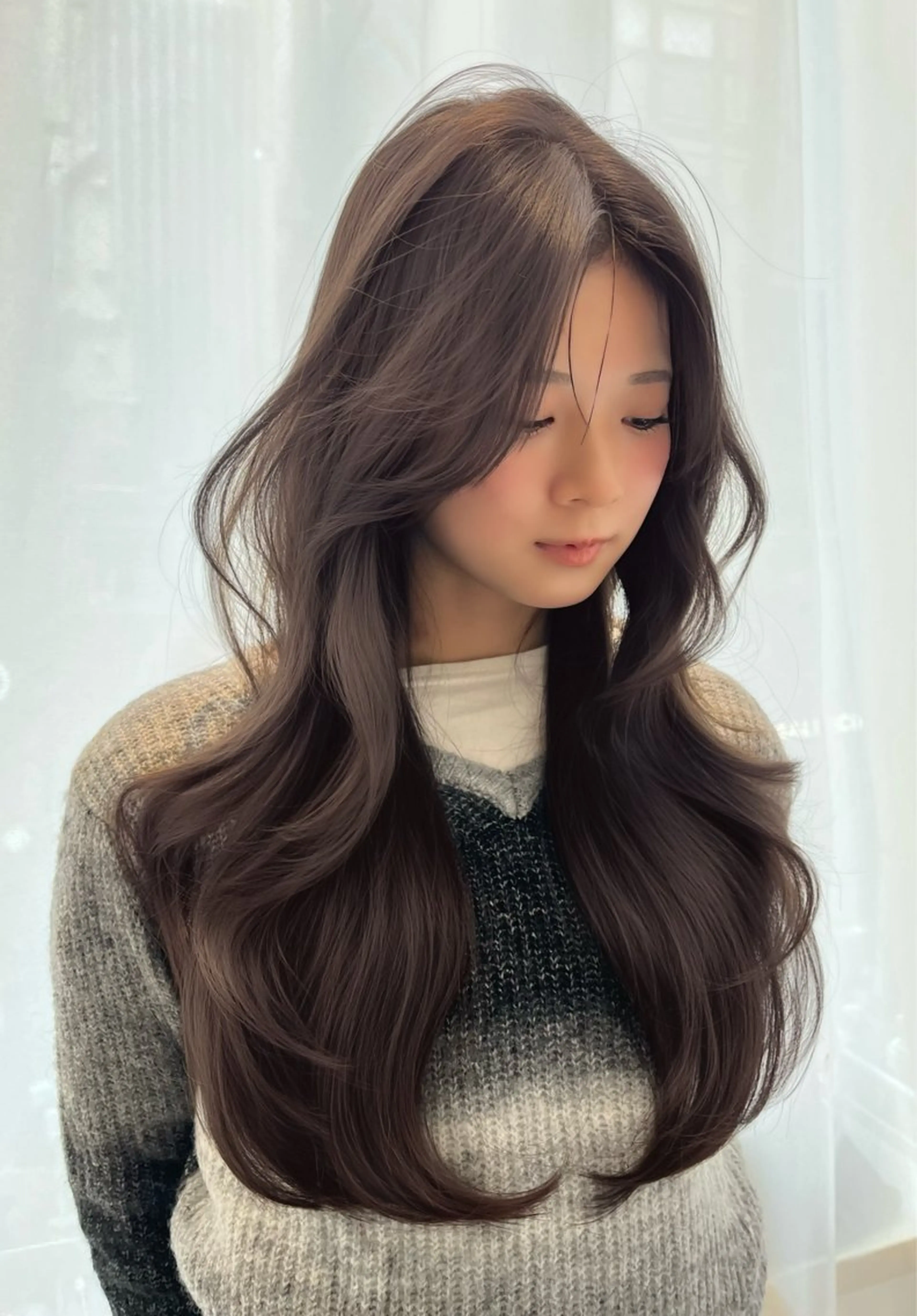 ロング カット トリートメント ヘアセット 透明感カラー/似合わ せ前髪/柴田礼空のヘアスタイル