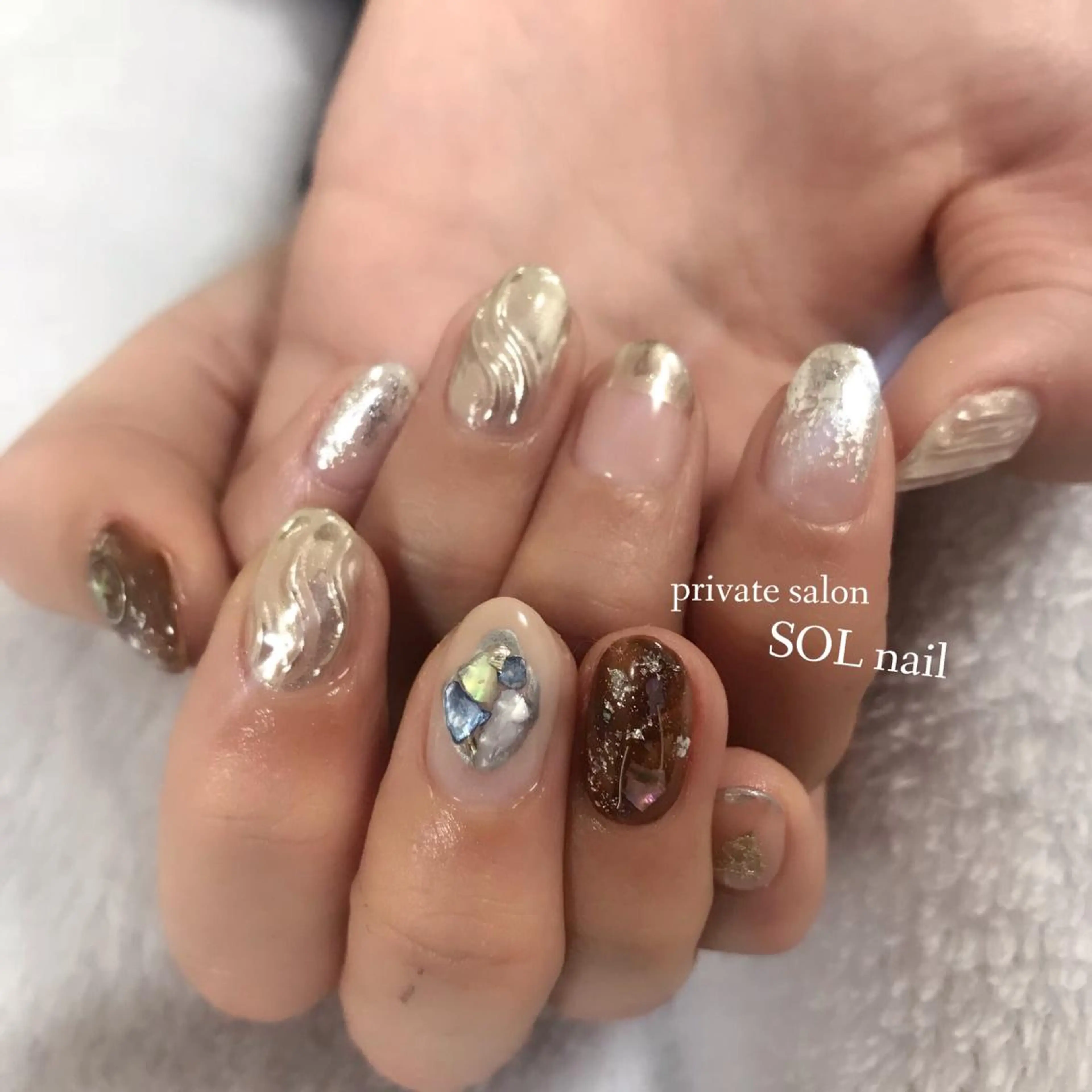 ネイル ミラーネイル ハンドネイル SOL NAILのネイルデザイン