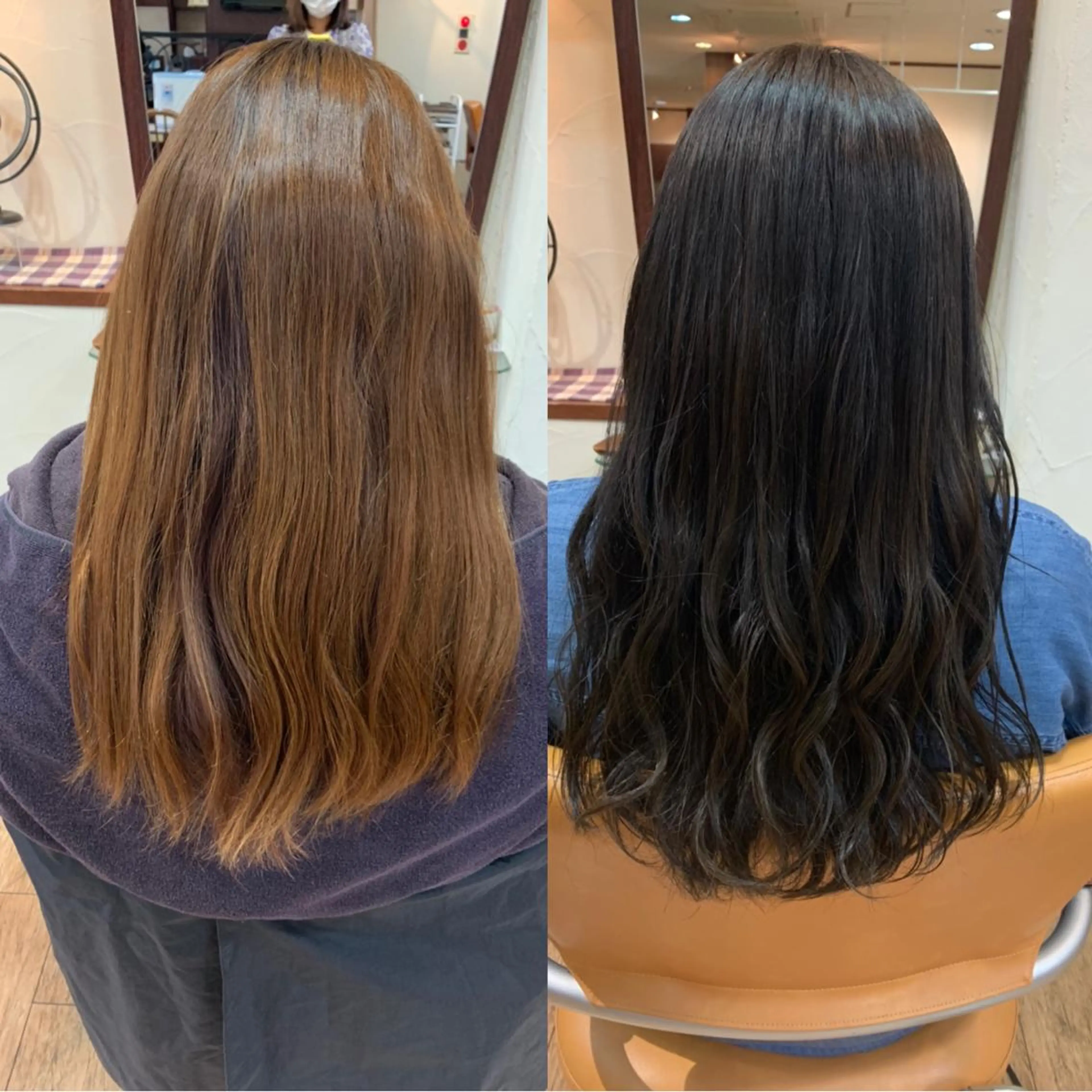 ロング カラー 黒髪 ブリーチ ブルーカラー サプリームヘア 飯田みち瑠のヘアスタイル