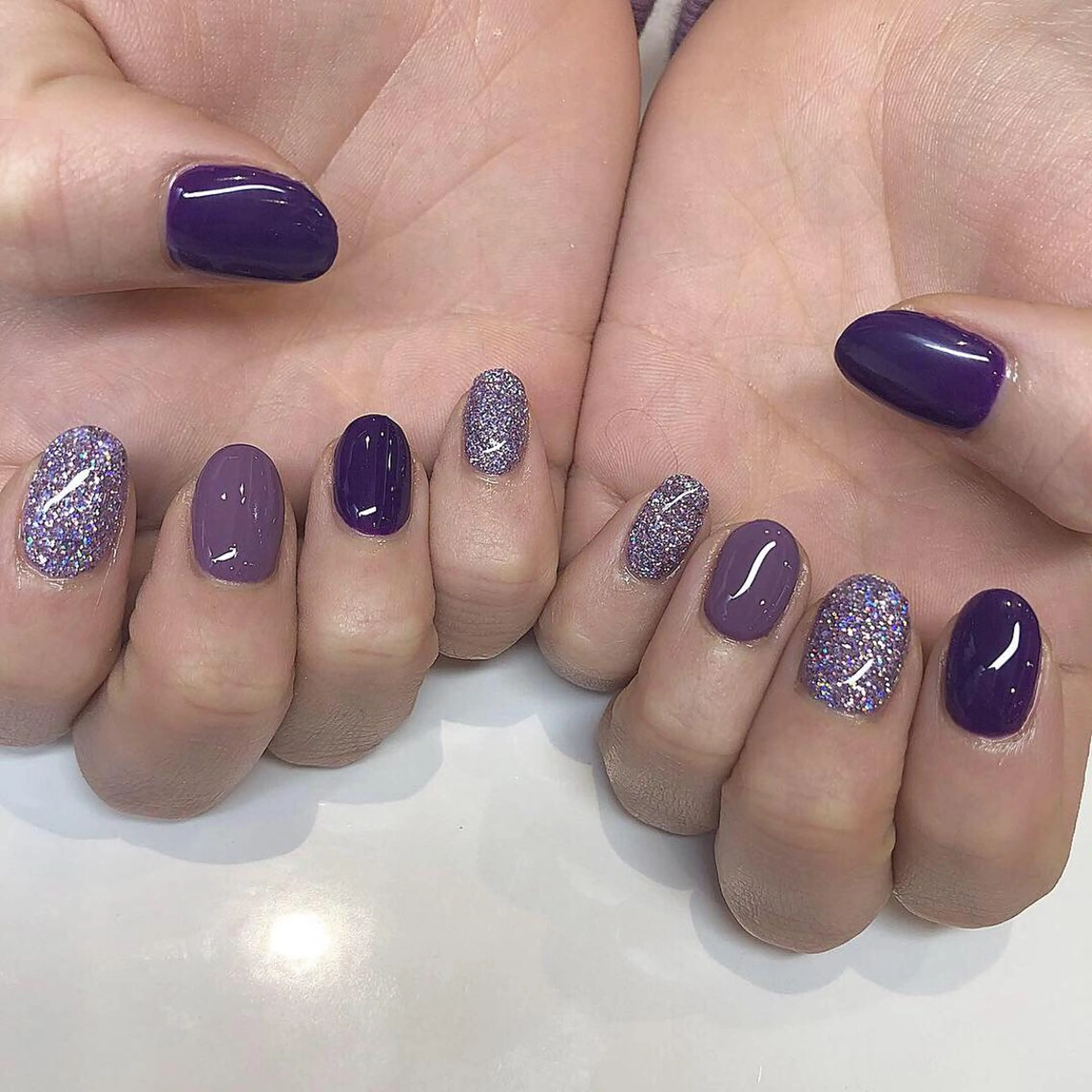 ネイル ワンカラーネイル パープル 鶴田୨ৎmaison de NALIのネイルデザイン