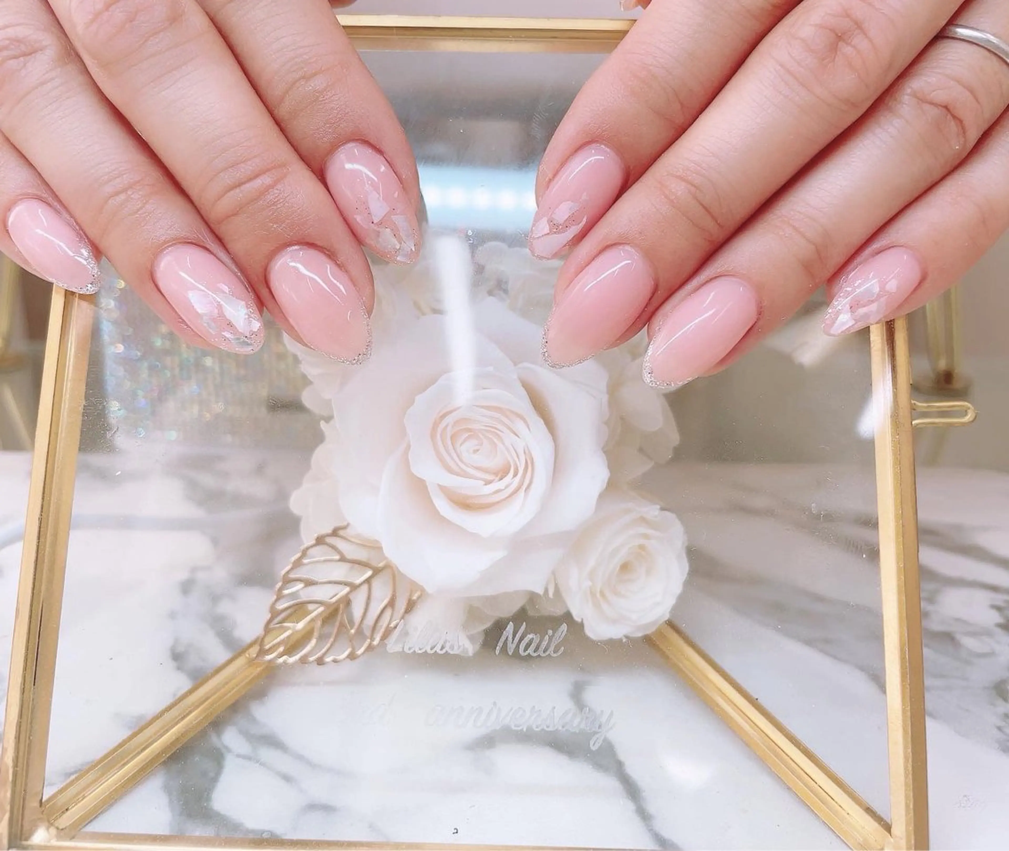 ネイル オーロラネイル ジェルネイル 氷ネイル・うるうるネイル キラキラネイル 韓国ネイル Lilas Nailのネイルデザイン