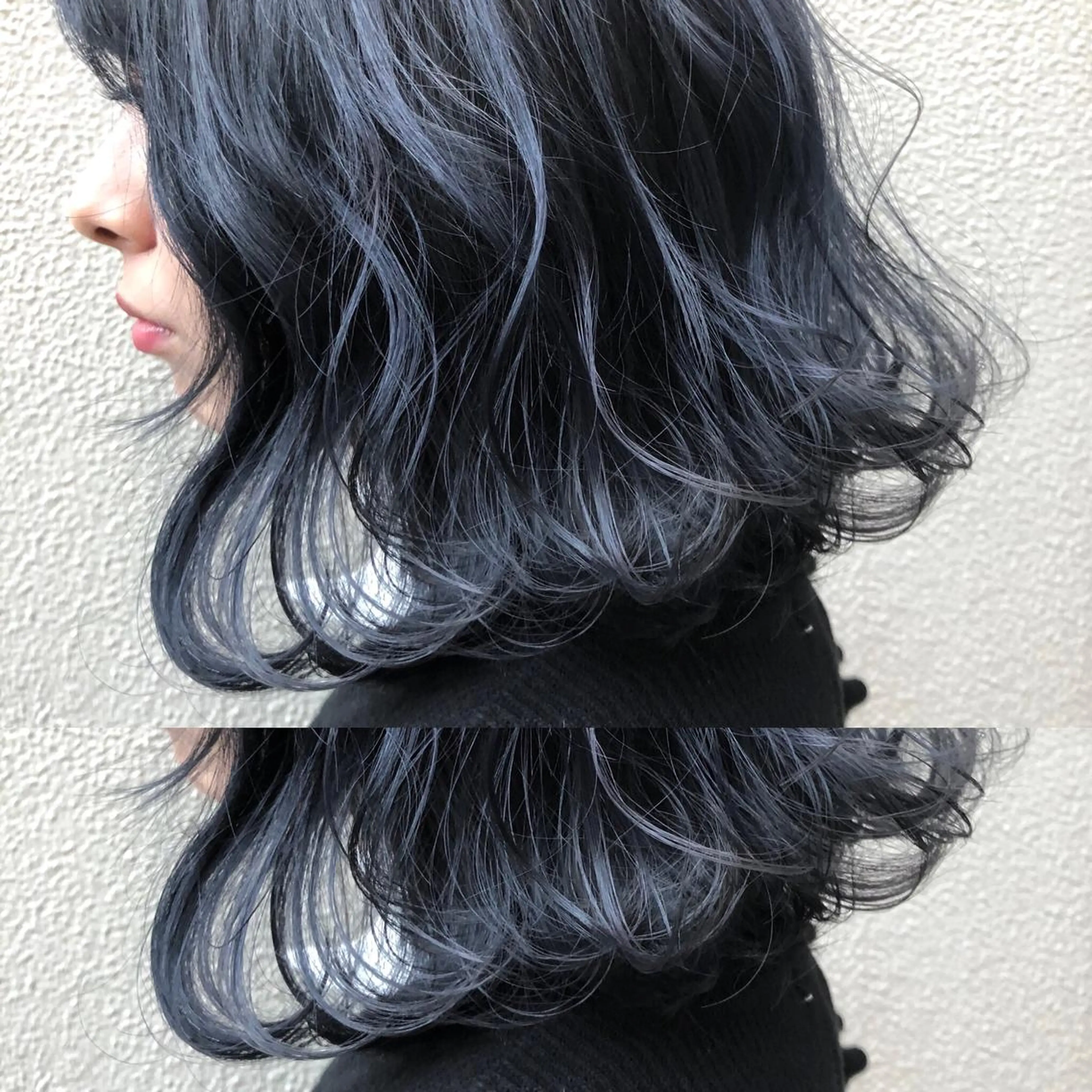 ミディアム カラー ネイビーカラー カット ヘアカラー トリートメント ツキノキ ミナのヘアスタイル