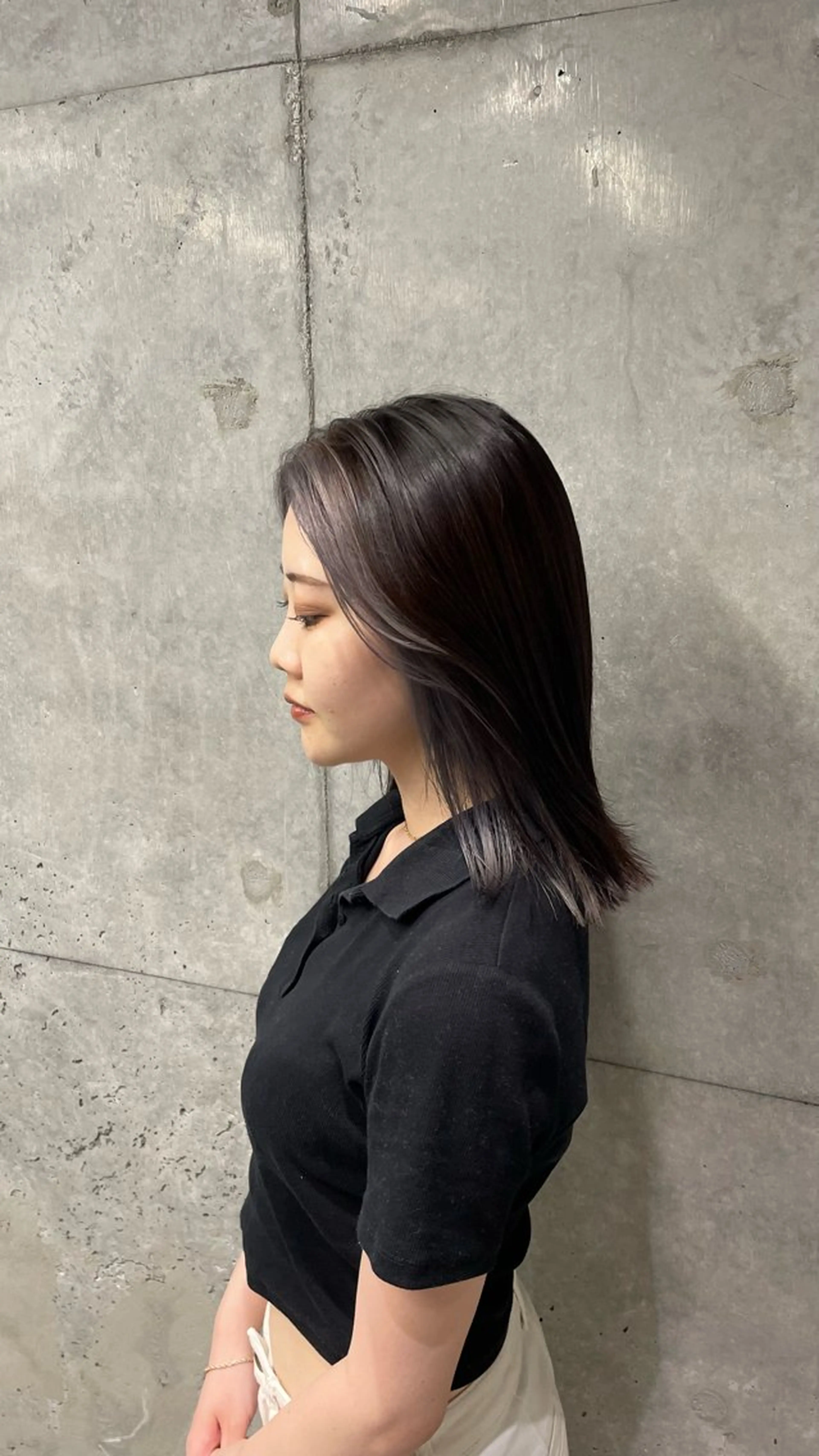 ミディアム ミストバング 抜け感ハイトーン/ ボブ/Ririnaのヘアスタイル