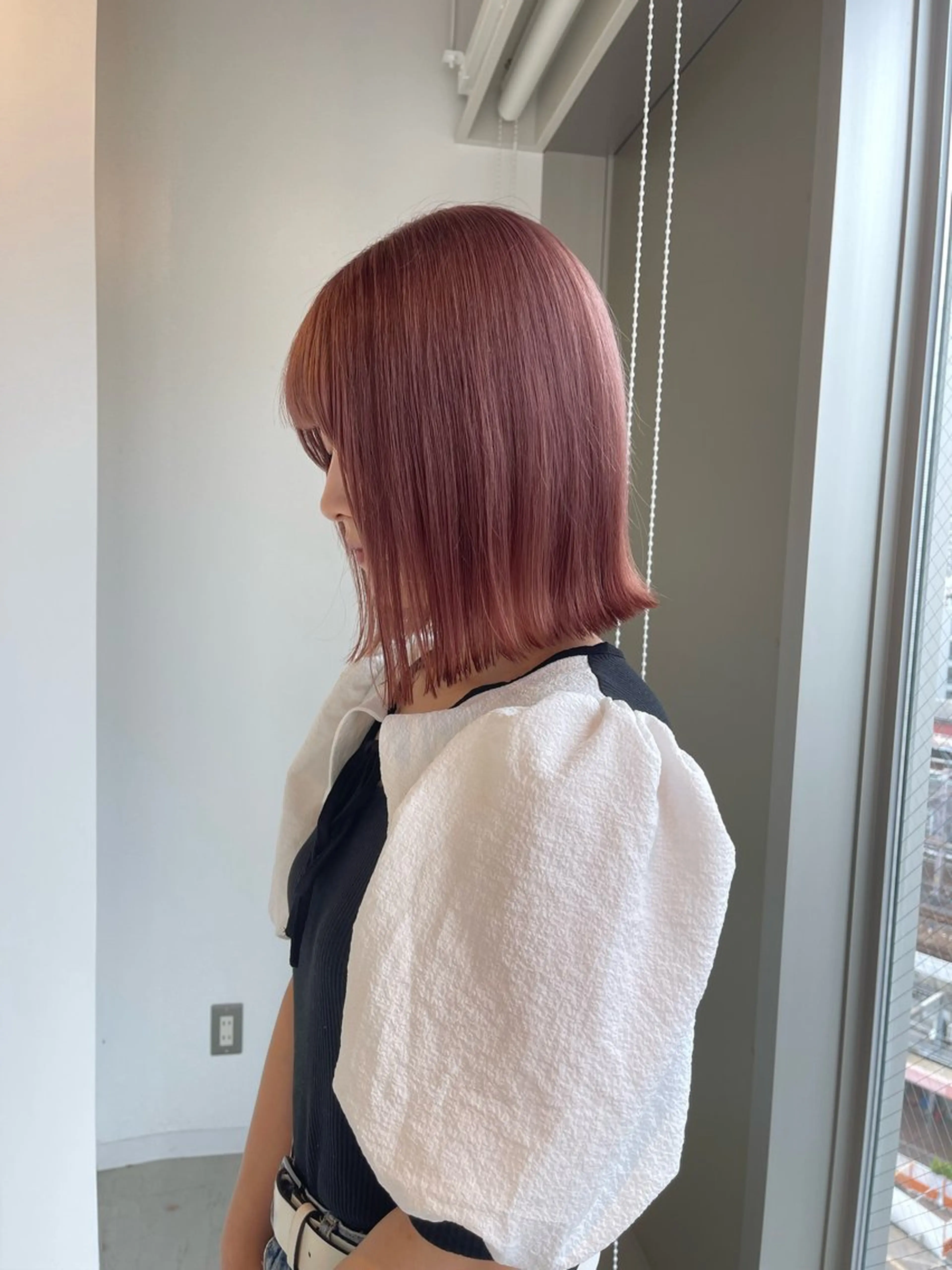 ミディアム ヘアカラー トリートメント 店長　MANAMI ／ブリーチ／骨格ボブのヘアスタイル