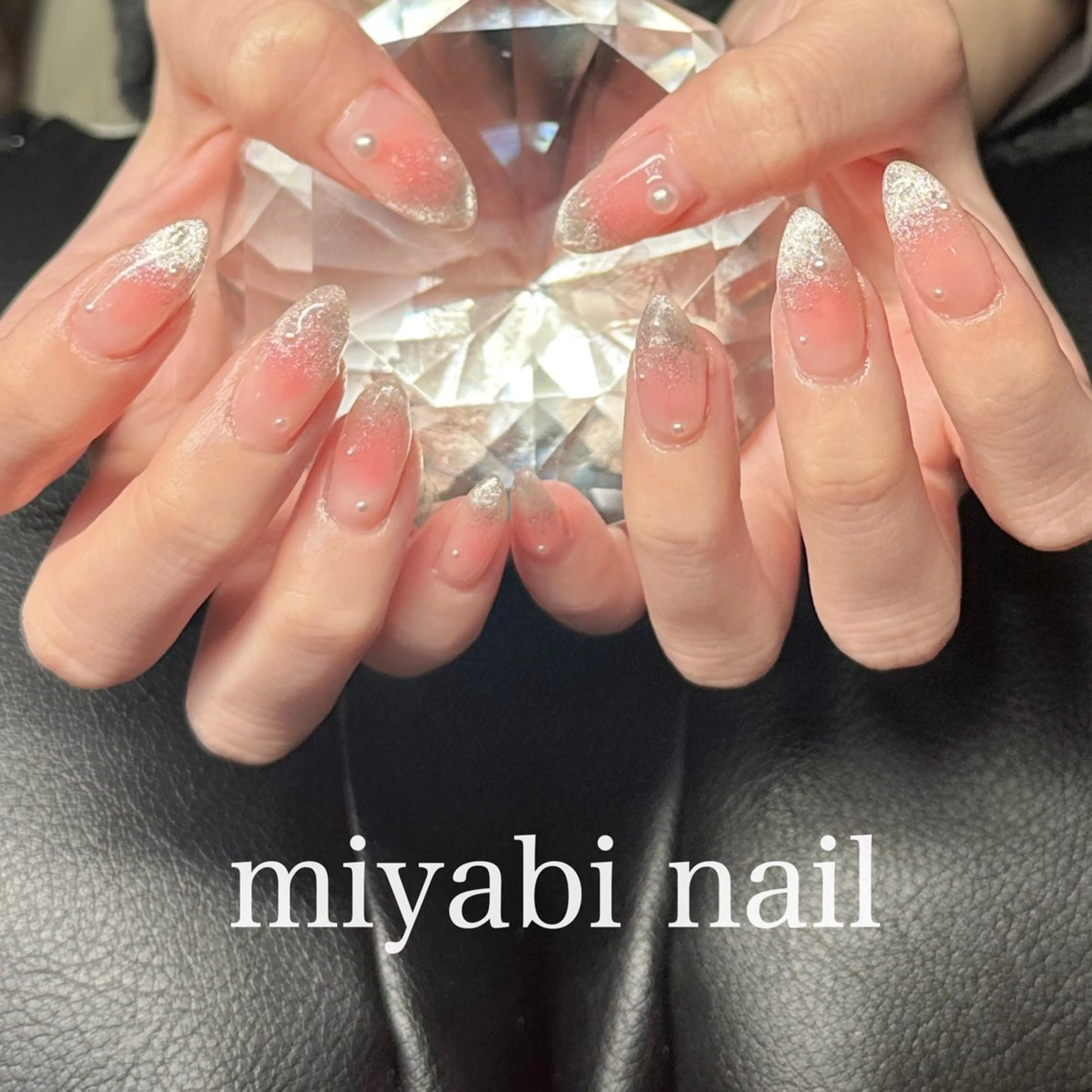 ネイル チークネイル ジェルネイル グラデーション キラキラネイル ラメ(グリッター) ハンドネイル miyabi nail 桂川駅近くのネイルデザイン